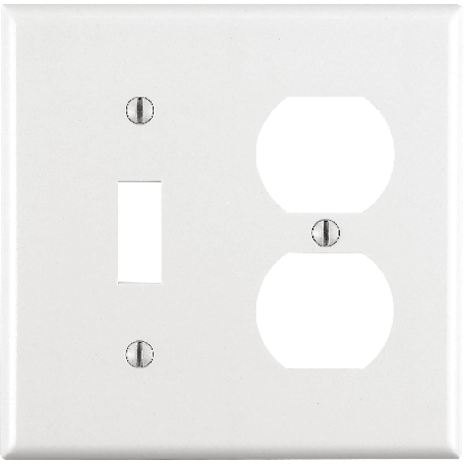 Leviton White 2 gang Thermoset Plastic Duplex/Toggle Wall Plate 1 pk