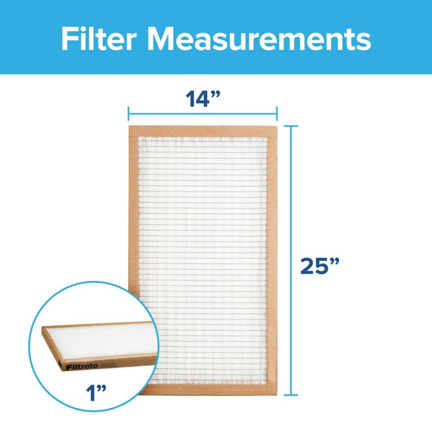 Filtrete 14 in. W X 25 in. H X 1 in. D Synthetic 2 MERV Flat Panel Filter 2 pk