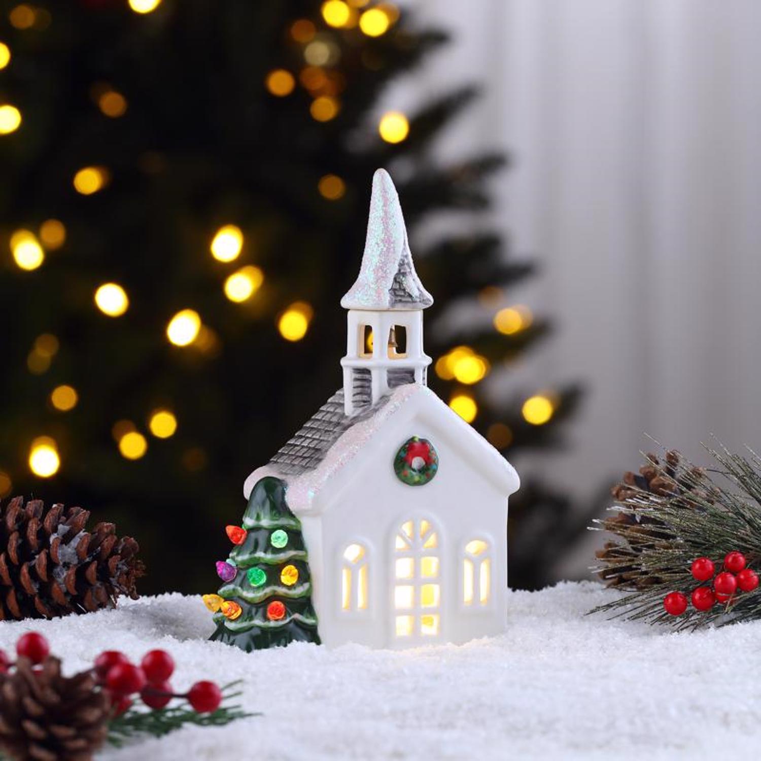 Mr. Christmas LED Multicolored Nostalgic Church Indoor Christmas Decor 8 in.