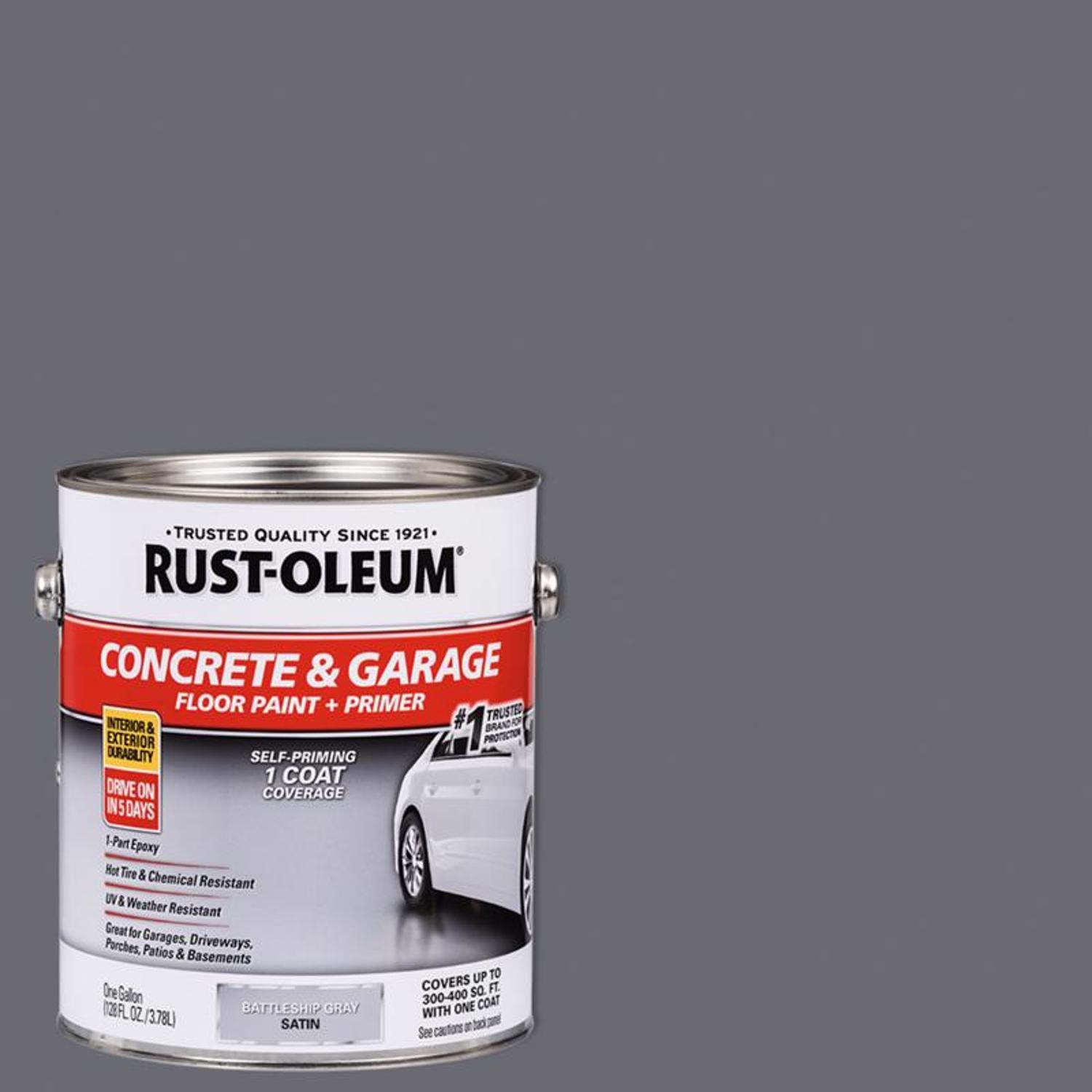 Rust-Oleum Satin Battleship Gray Water-Based Acrylic Concrete and Garage Floor Paint 1 gal