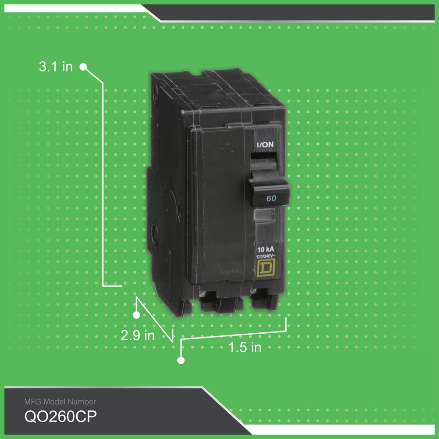 Square D QO 60 amps Plug In 2-Pole Circuit Breaker