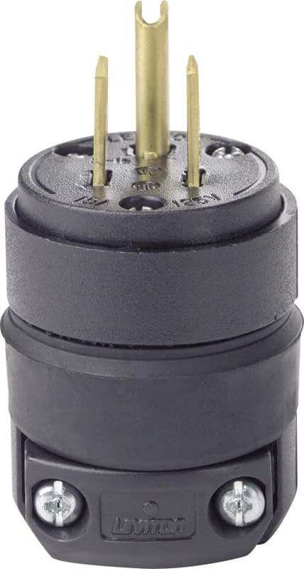 Leviton Residential Rubber Ground/Straight Blade Plug 5-15P 18-12 AWG 2 Pole 3 Wire