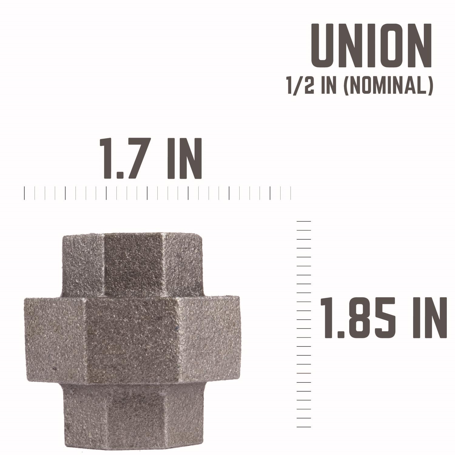 STZ Industries 1/2 in. FIP each X 1/2 in. D FIP Black Malleable Iron Union