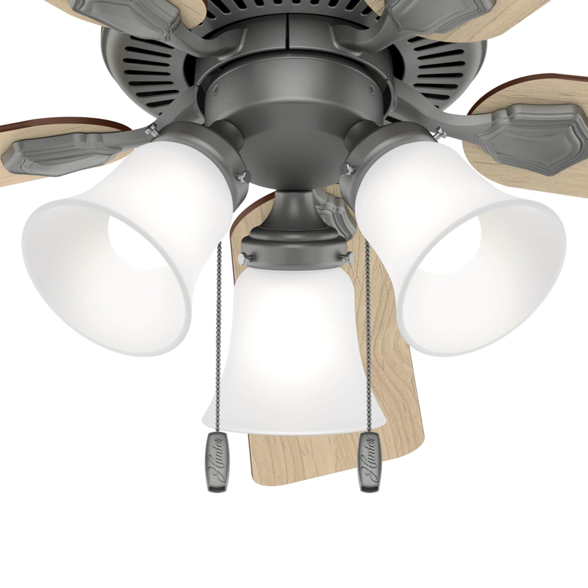Hunter Fan Swanson 44 inch Matte Silver with Autumn Walnut / Natural Wood Blades Ceiling Fan