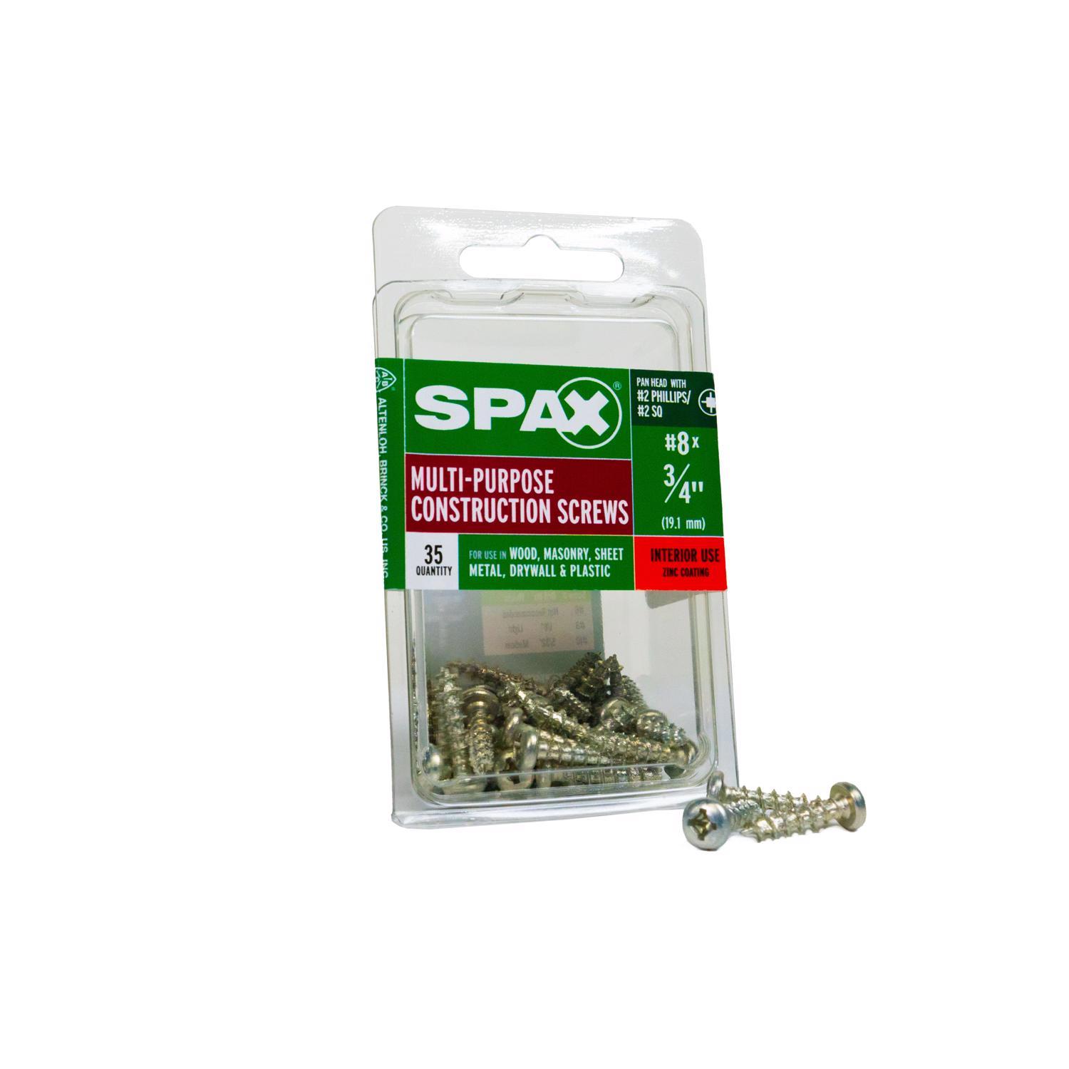 SPAX No. 8 X 3/4 in. L Phillips/Square Zinc-Plated Serrated Multi-Material Screw 35 Pack