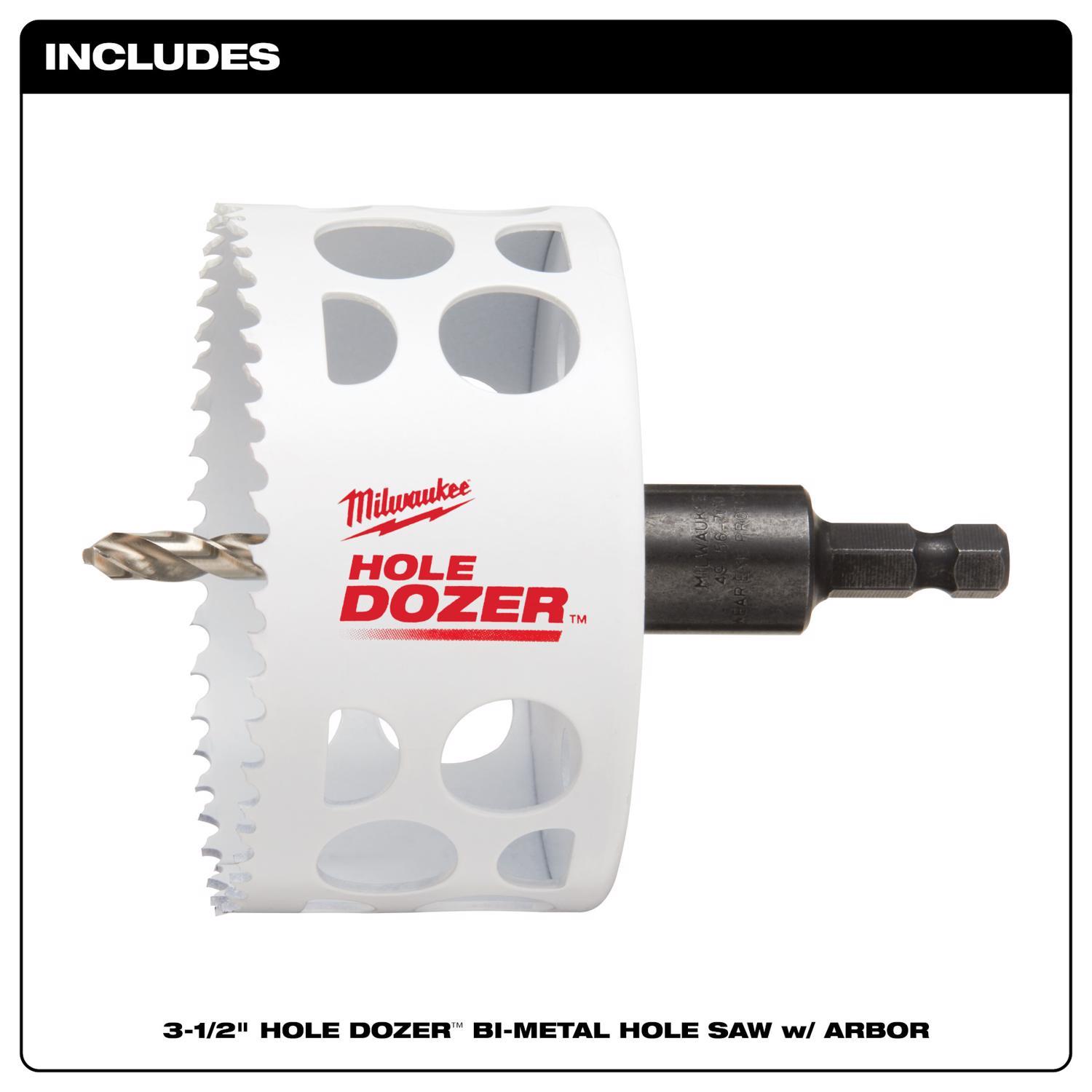 Milwaukee Hole Dozer 3-1/2 in. Bi-Metal 3.5 in. L X 3/8 in. D Hole Saw with Arbor and Pilot Bit Arbo