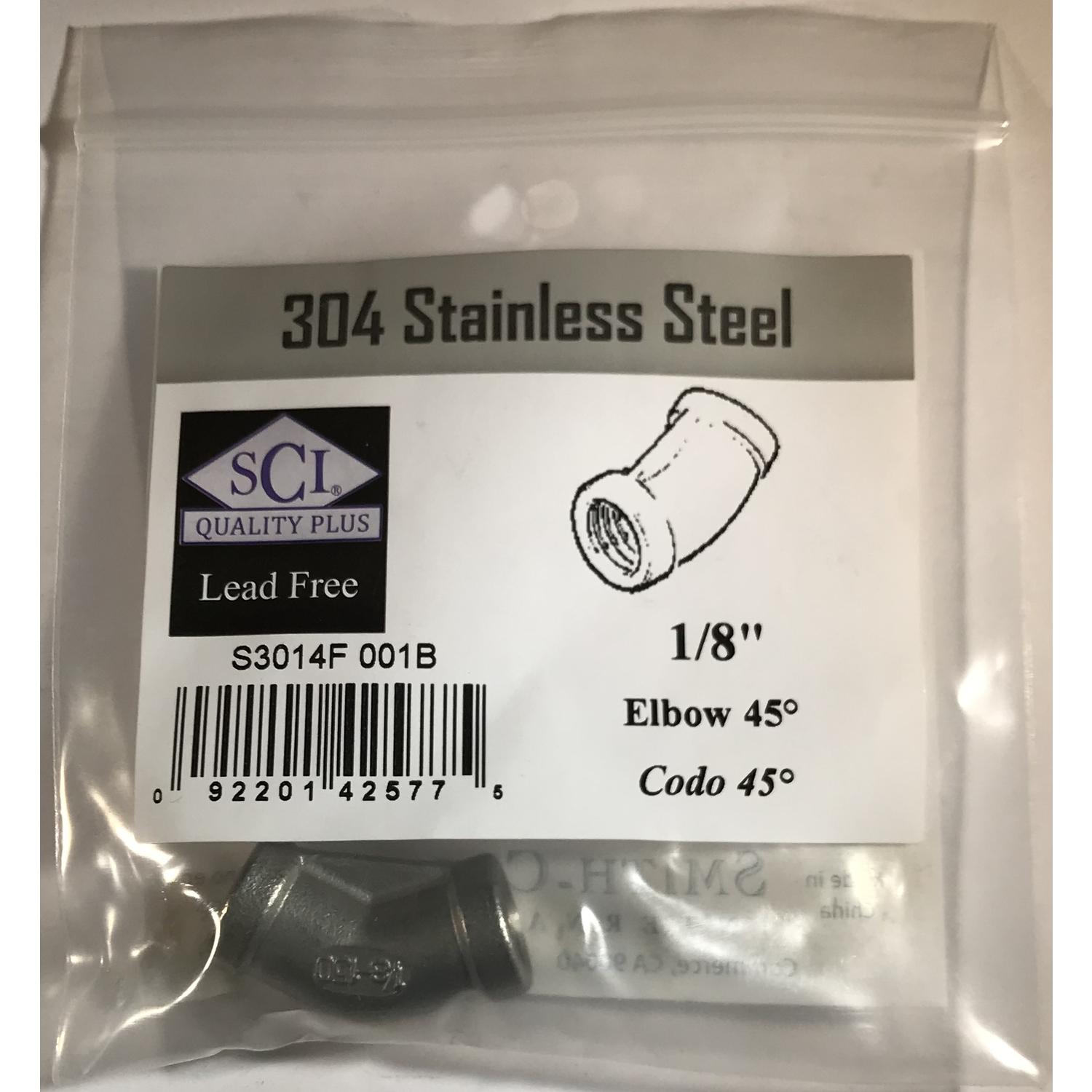 Smith-Cooper 1/8 in. FPT X 1/8 in. D FPT Stainless Steel 45 Degree Elbow