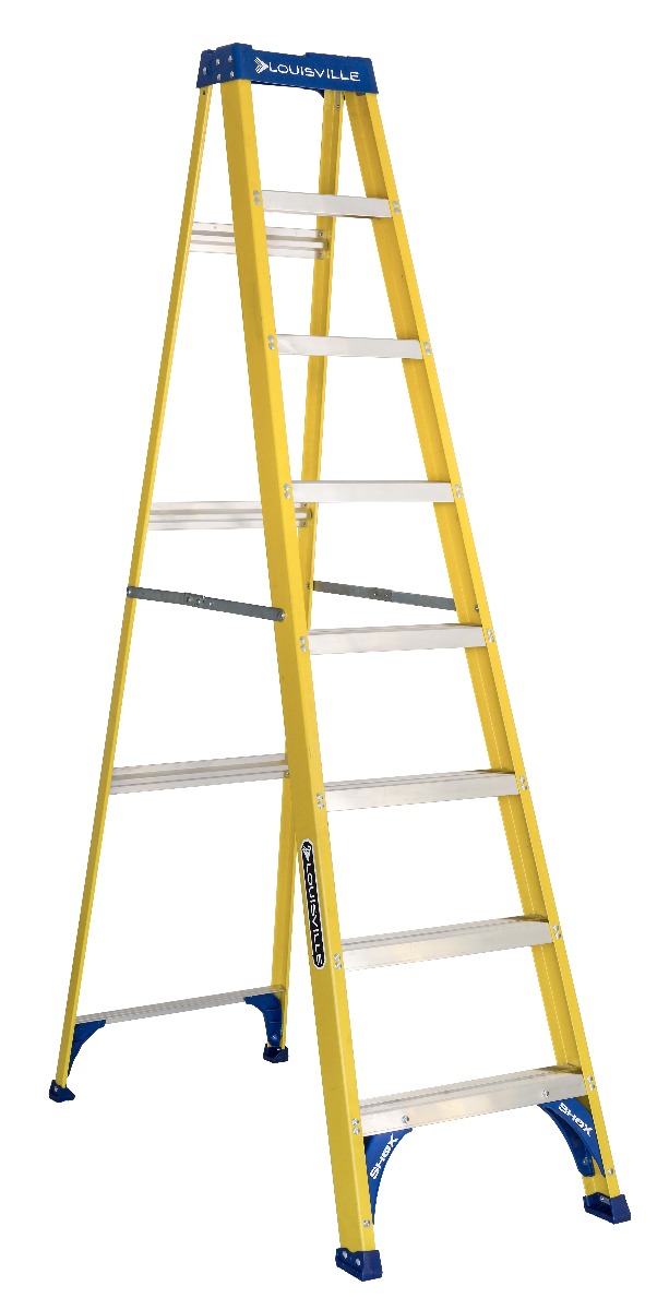 8 ft Louisville FS2008 Fiberglass Step Ladder, Type I, 250 lb Load Capacity