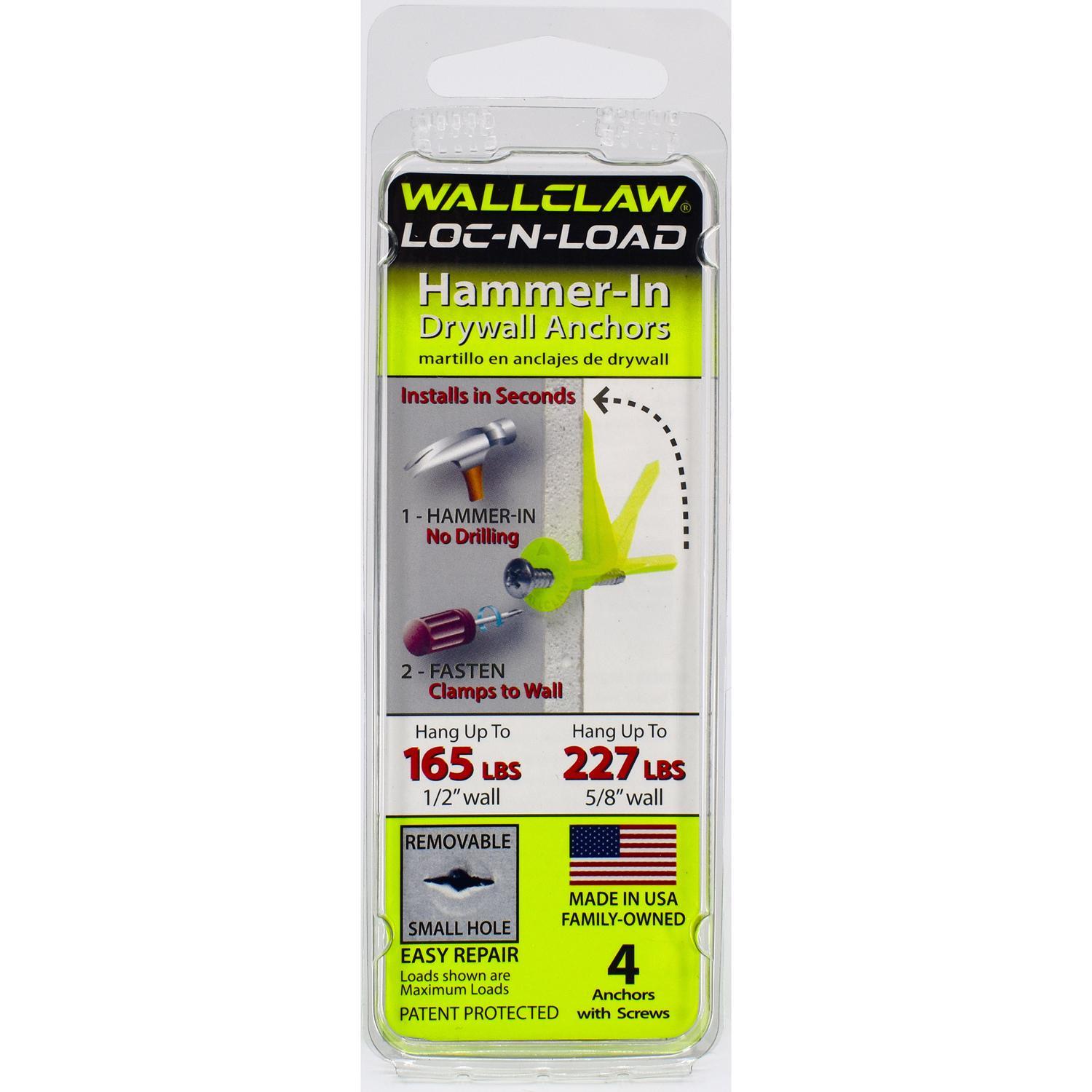 WallClaw Anchors .25 in. D X 2 in. L Plastic/Steel Pan Head Wallboard Anchors 4 pk