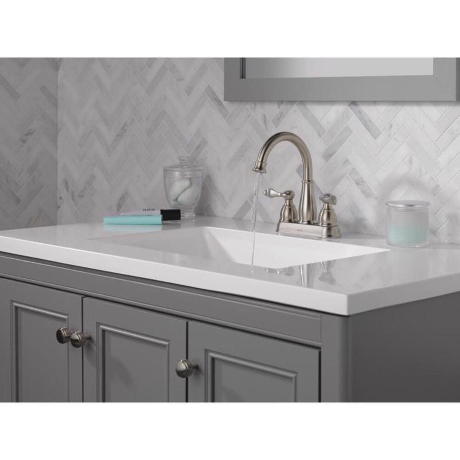 Delta Windemere Brushed Nickel Centerset Bathroom Sink Faucet 4 in.