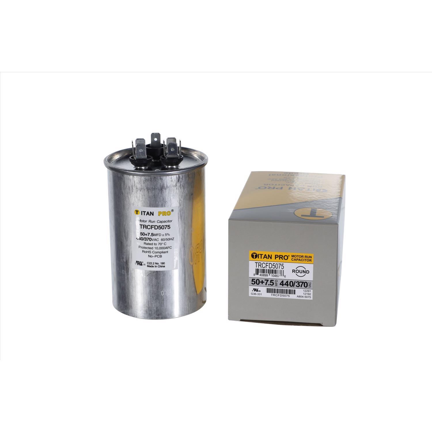 Titan Pro 50+7.5 MFD 440 V Round Run Capacitor