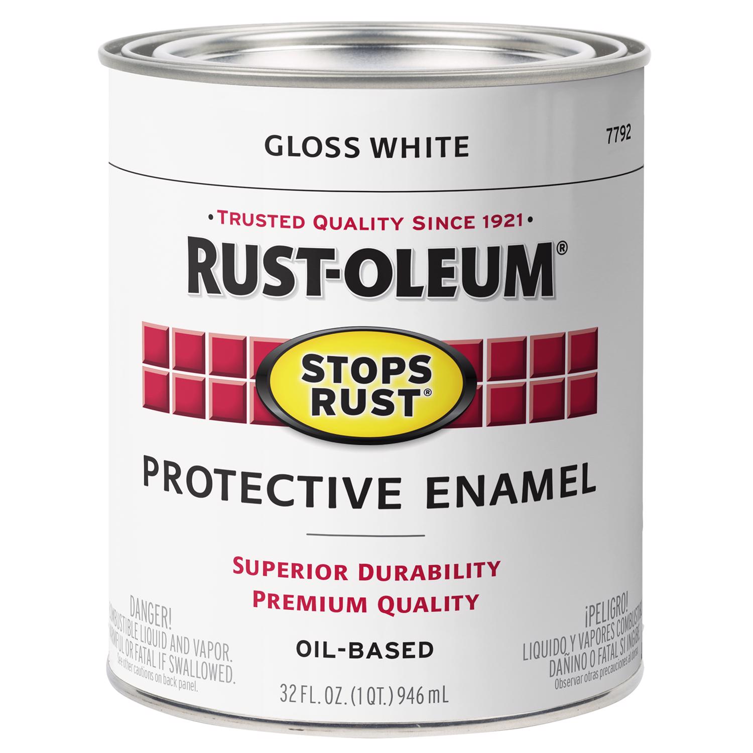 Rust-Oleum Stops Rust Indoor and Outdoor Gloss White Oil-Based Protective Paint 1 qt