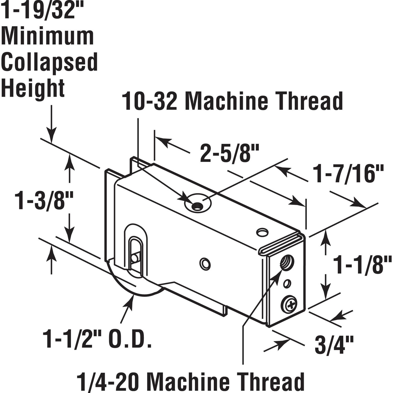 Prime-Line 1-1/2 in. D X 2-5/8 in. L Steel Roller Assembly 1 pk