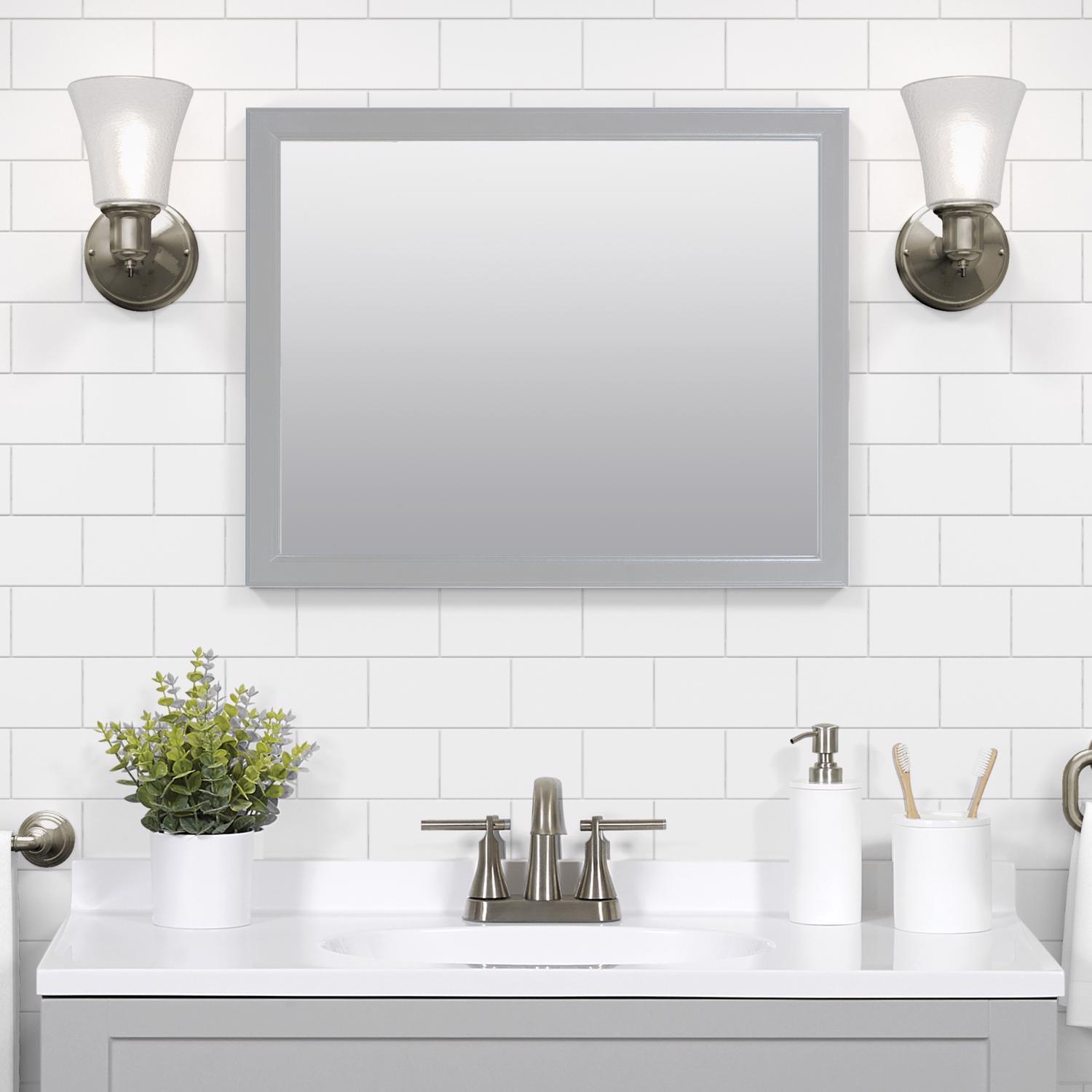 Zenna Home 25 in. H X 20 in. W Bathroom Mirror Matte Gray