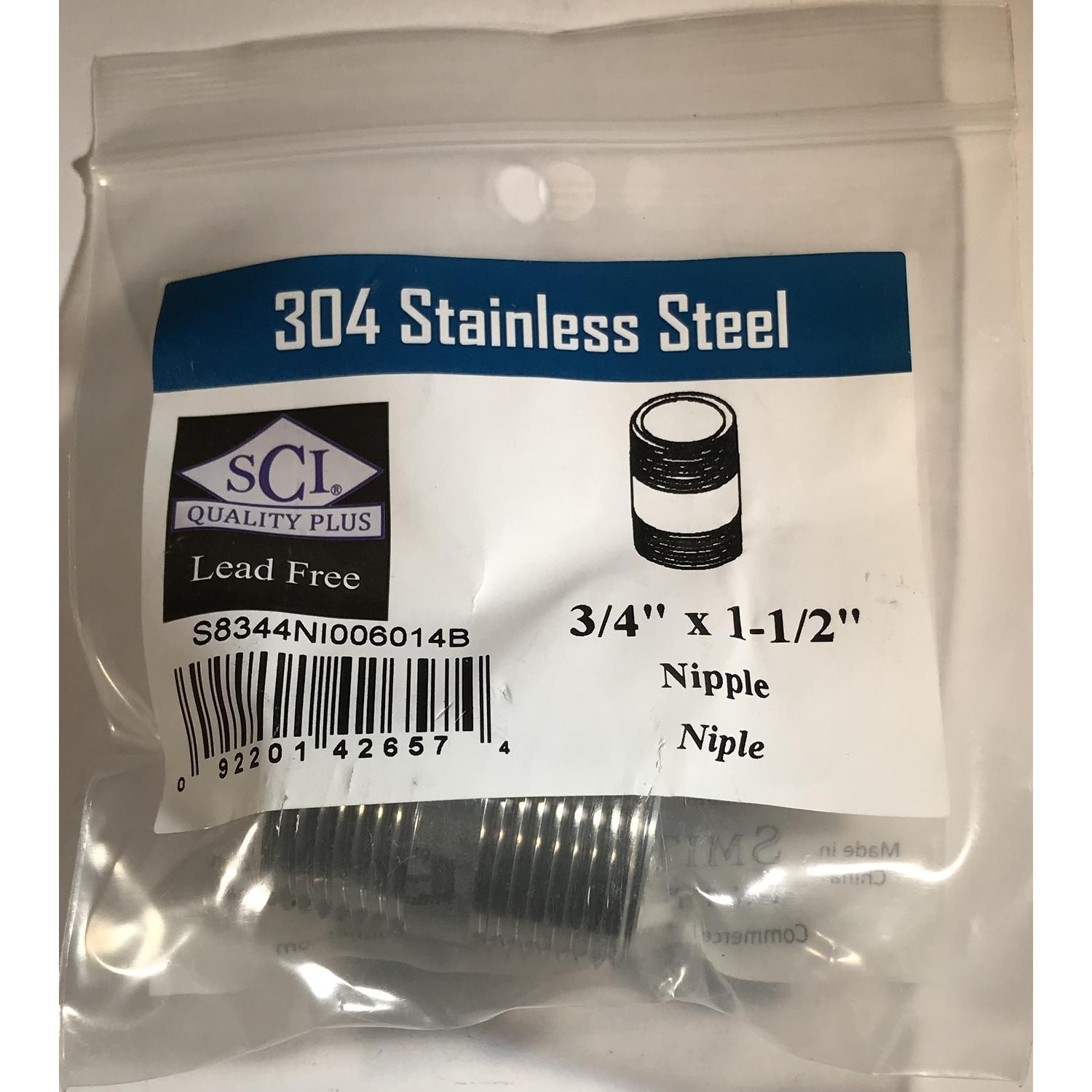 Smith-Cooper 3/4 in. MPT Stainless Steel 1-1/2 in. L Nipple