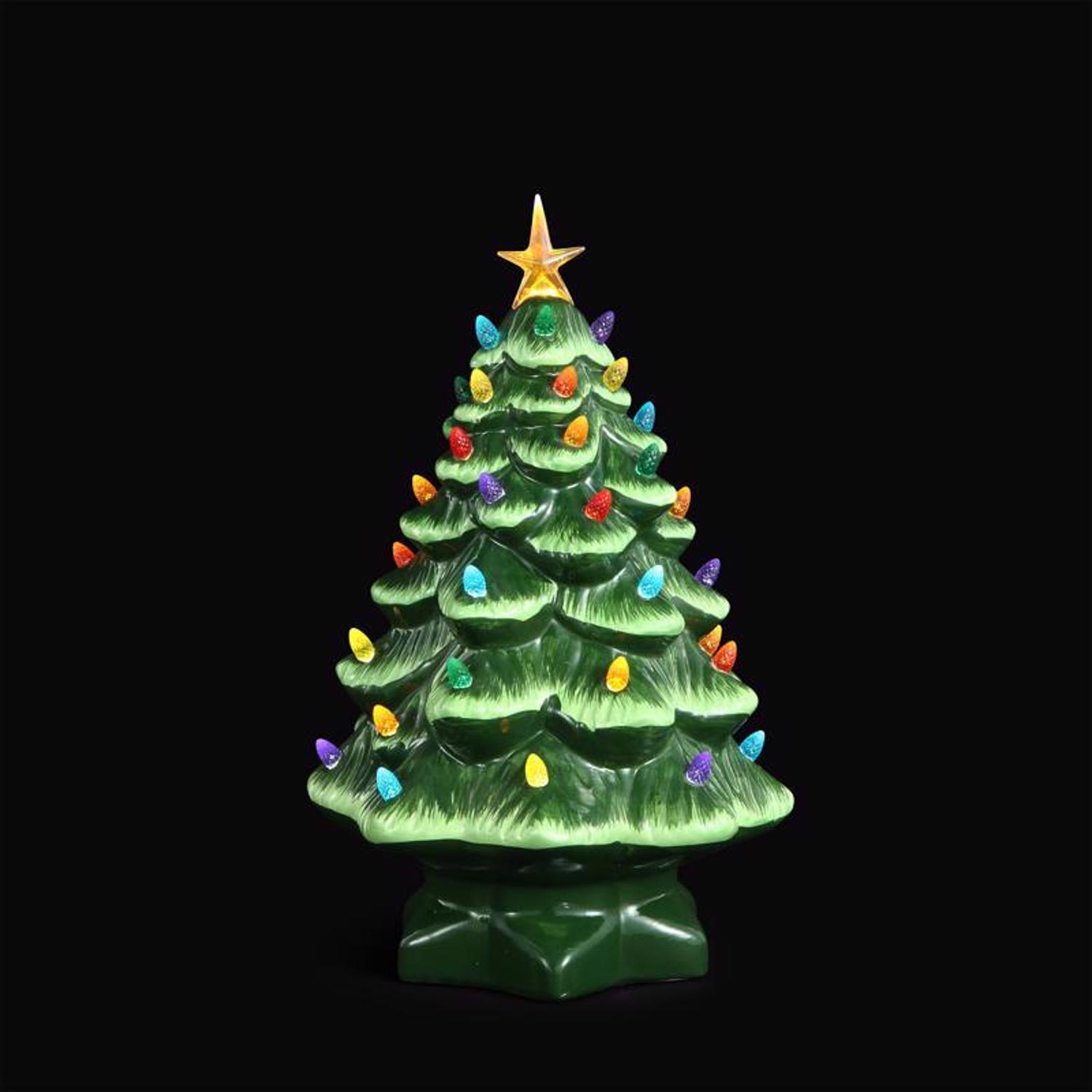 Mr. Christmas LED Green Nostalgic Ceramic Christmas Tree 14 in.