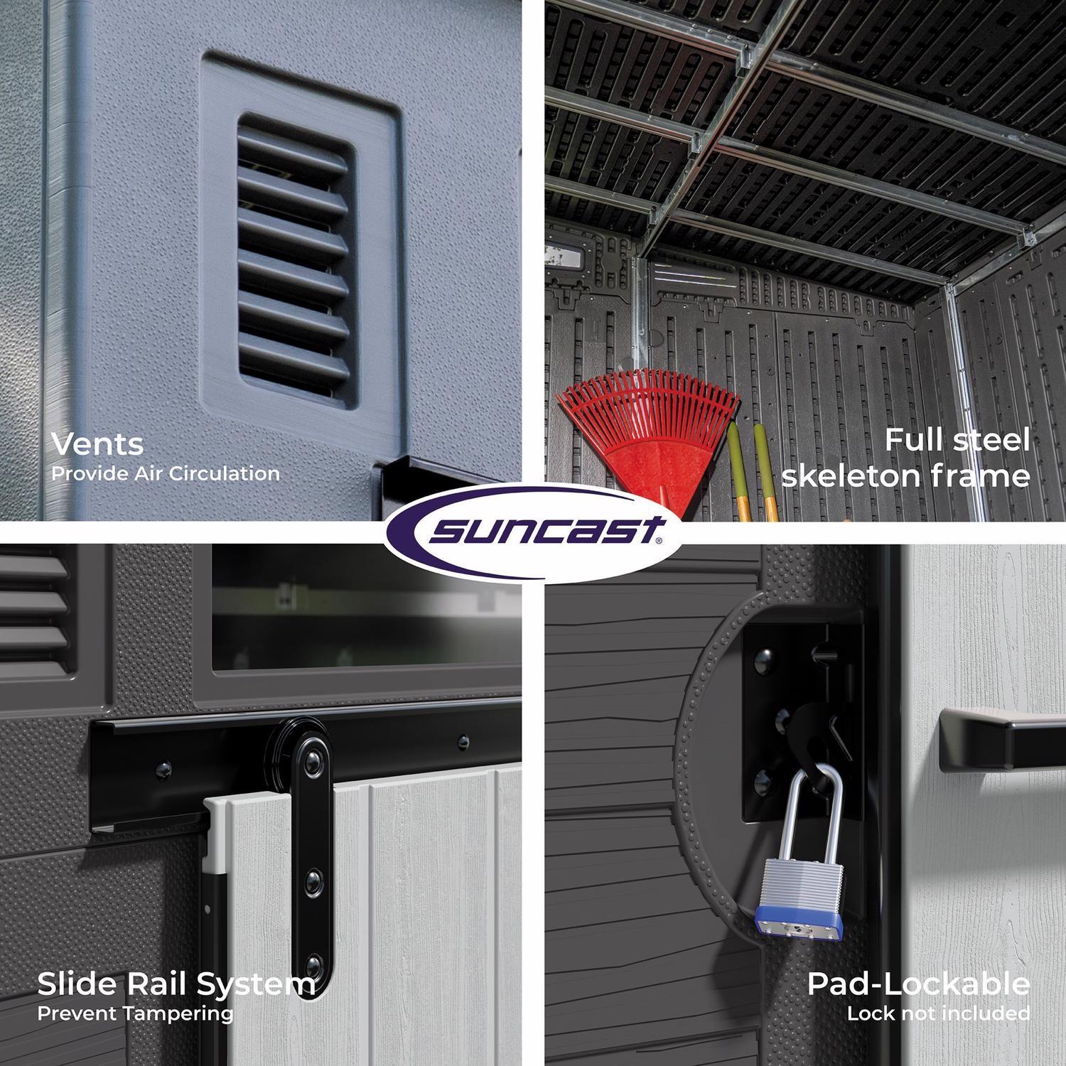 Suncast Modernist Barn Door 10 ft. x 7 ft. Resin Horizontal Barn Storage Shed with Floor Kit