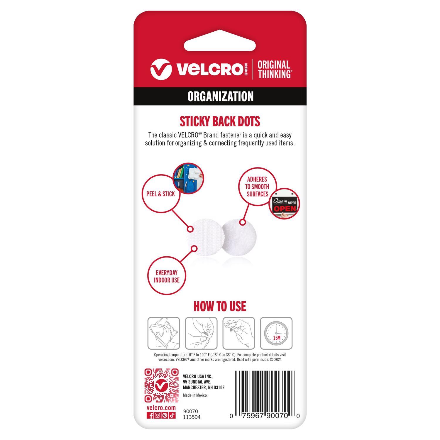 VELCRO Brand Sticky Back Small Nylon Hook and Loop Fastener 5/8 in. L 15 pk