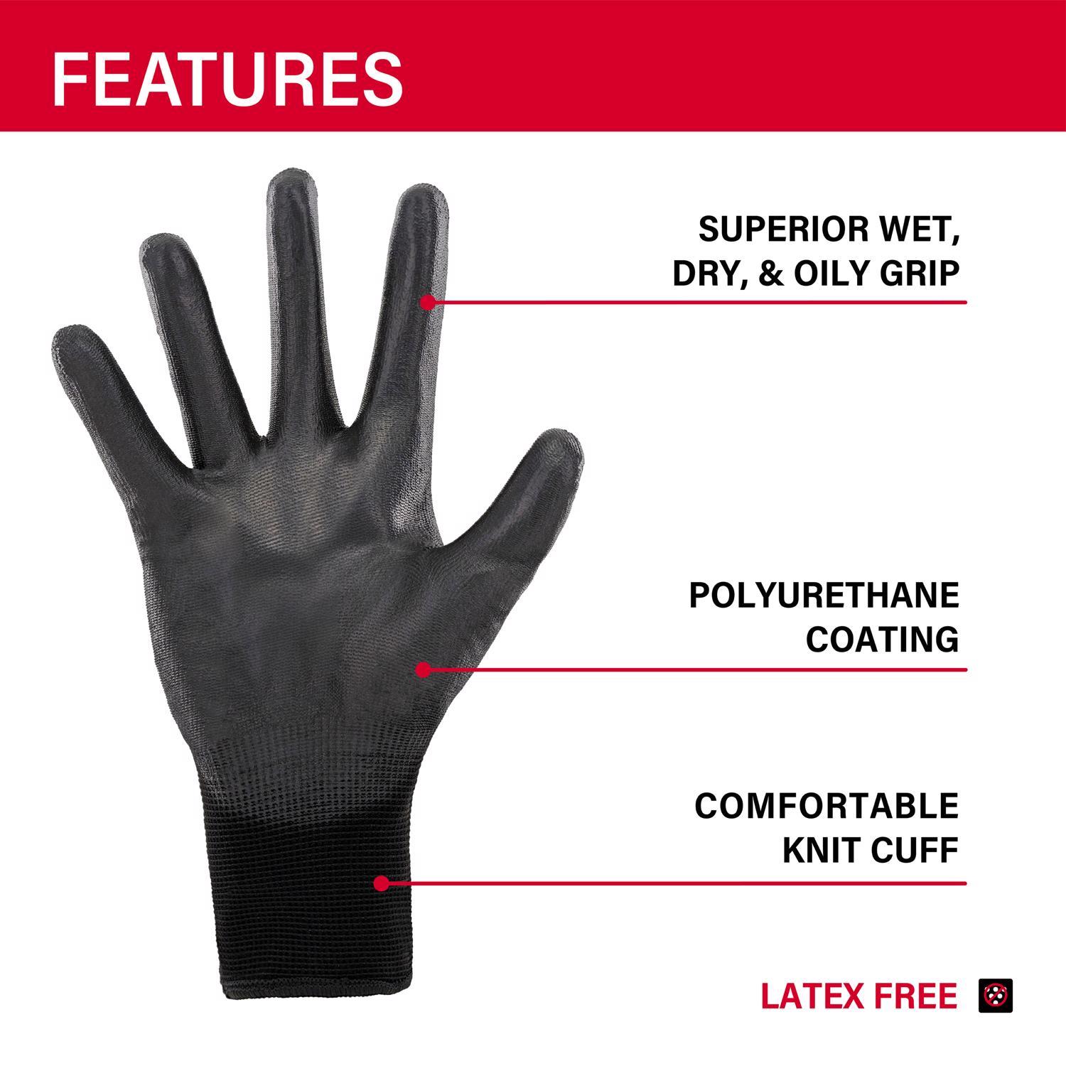 Ace Men's Indoor/Outdoor Coated Work Gloves Black L 1 pair