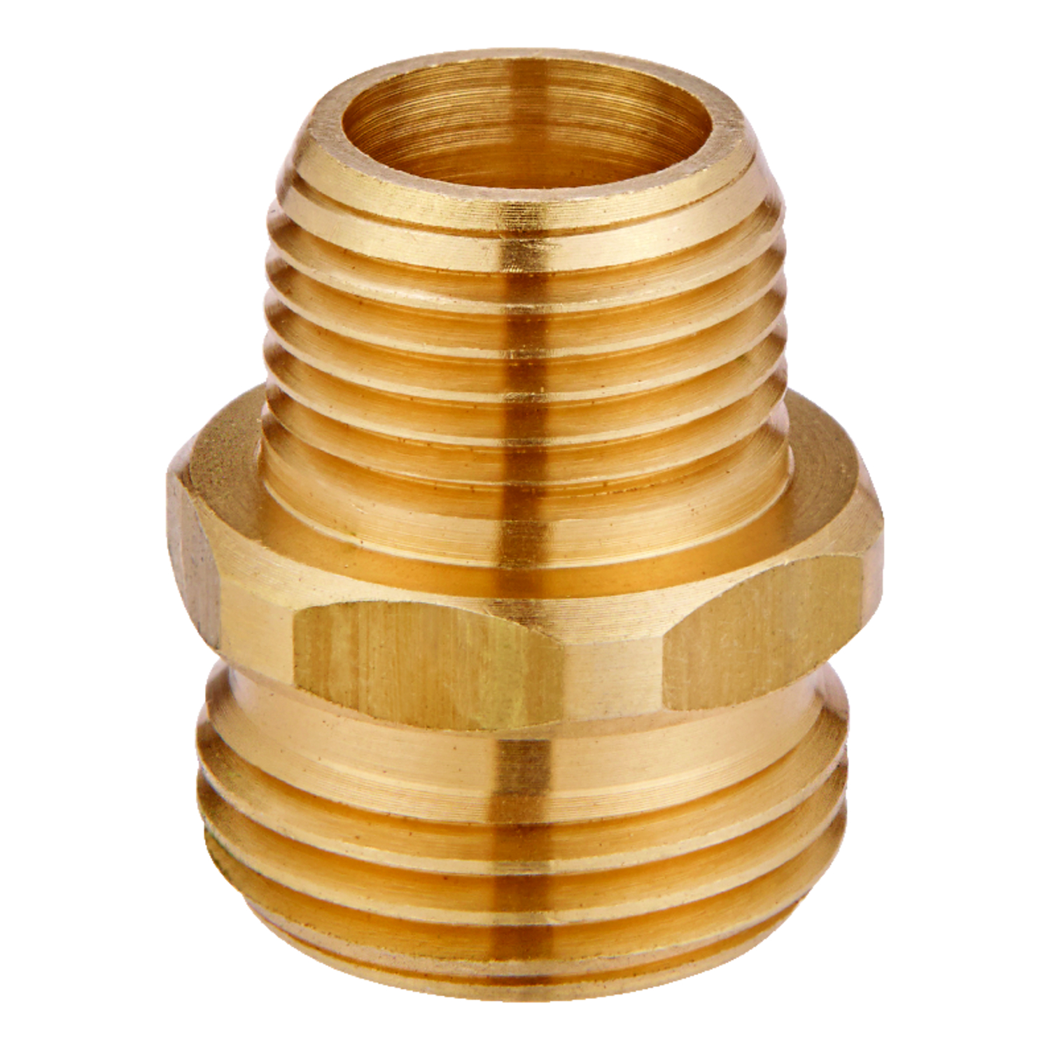 Ace 3/4 in. MHT x 1/2 in. MPT in. Brass Threaded Double Male Hose Adapter