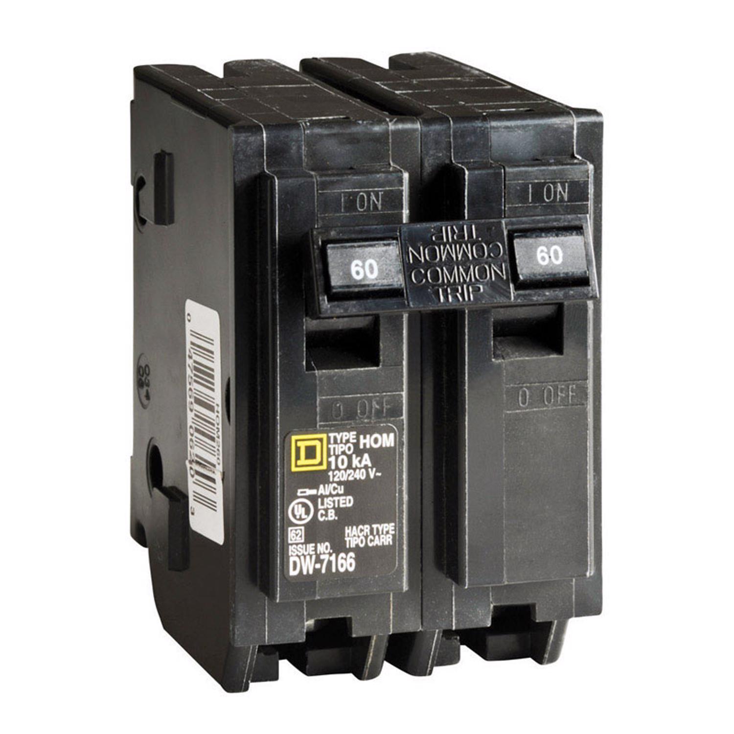 Square D HomeLine 60 amps Plug In 2-Pole Circuit Breaker