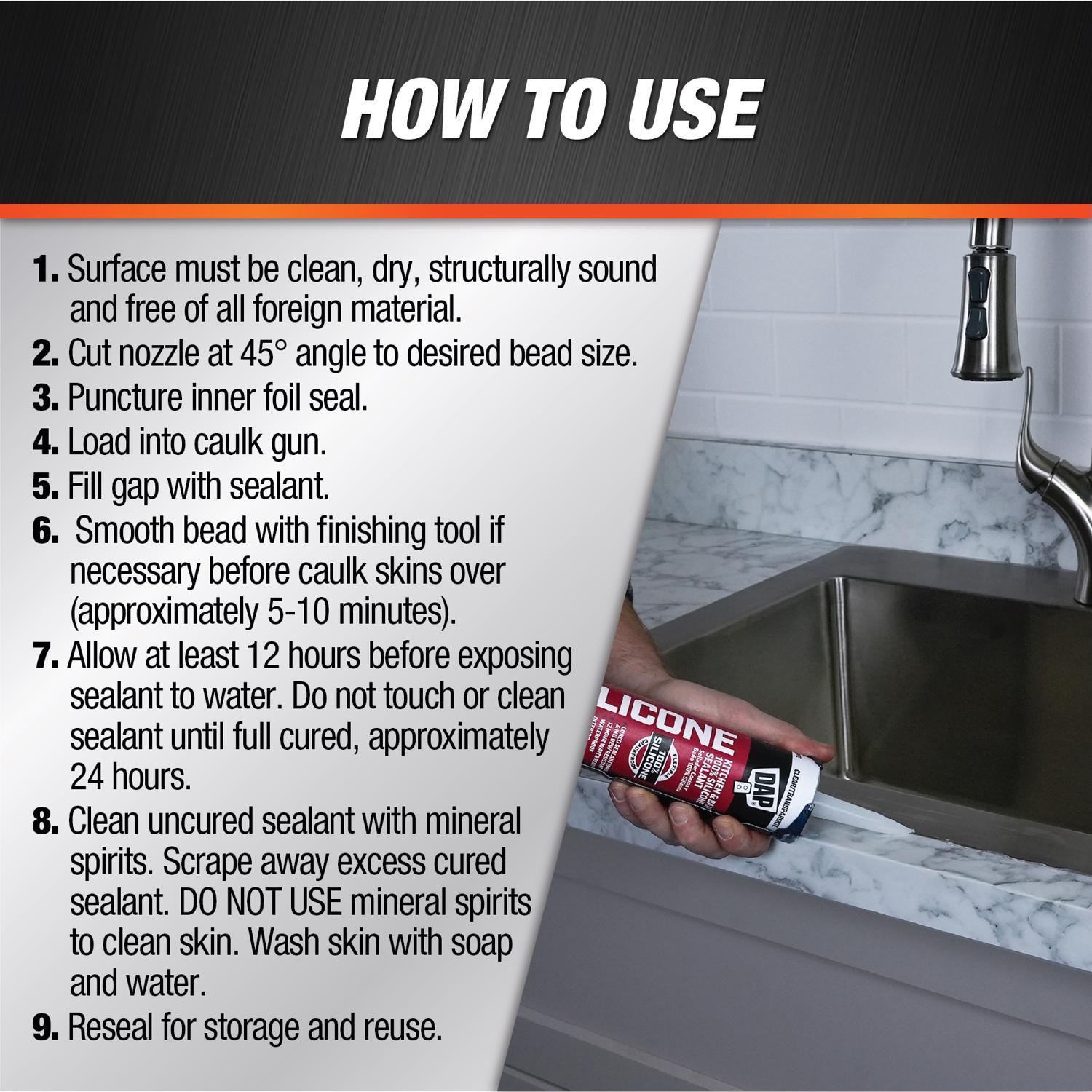 DAP White Silicone Kitchen and Bath Sealant 10.1 oz