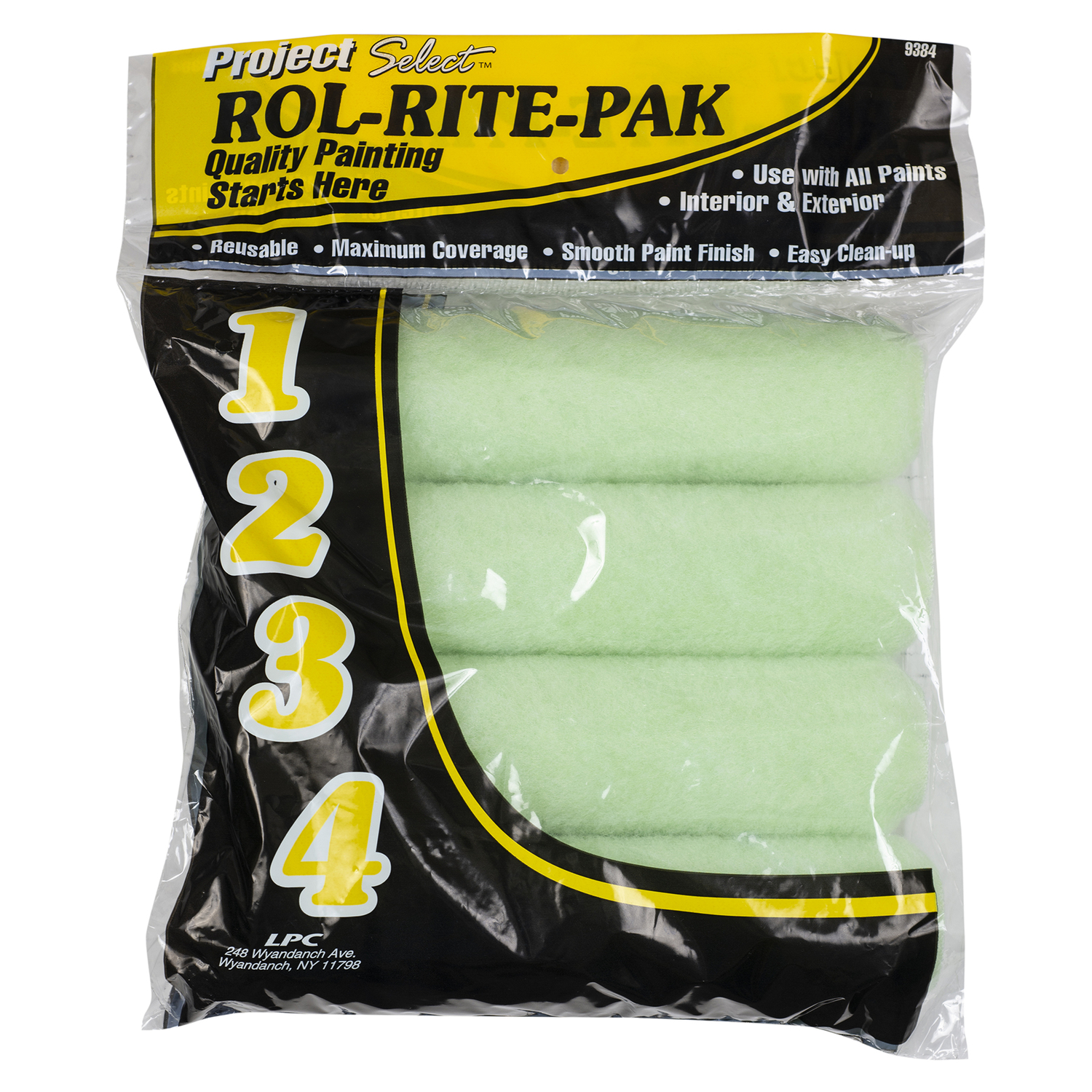 Linzer Rol-Rite-Pak Polyester 9 in. W X 3/8 in. Regular Paint Roller Cover 4 pk
