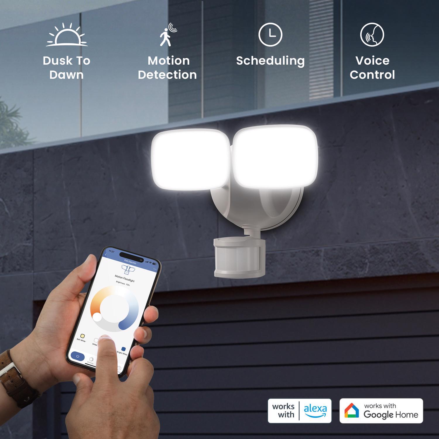 Feit Smart Home Motion-Sensing Hardwired LED White Smart-Enabled Security Floodlight