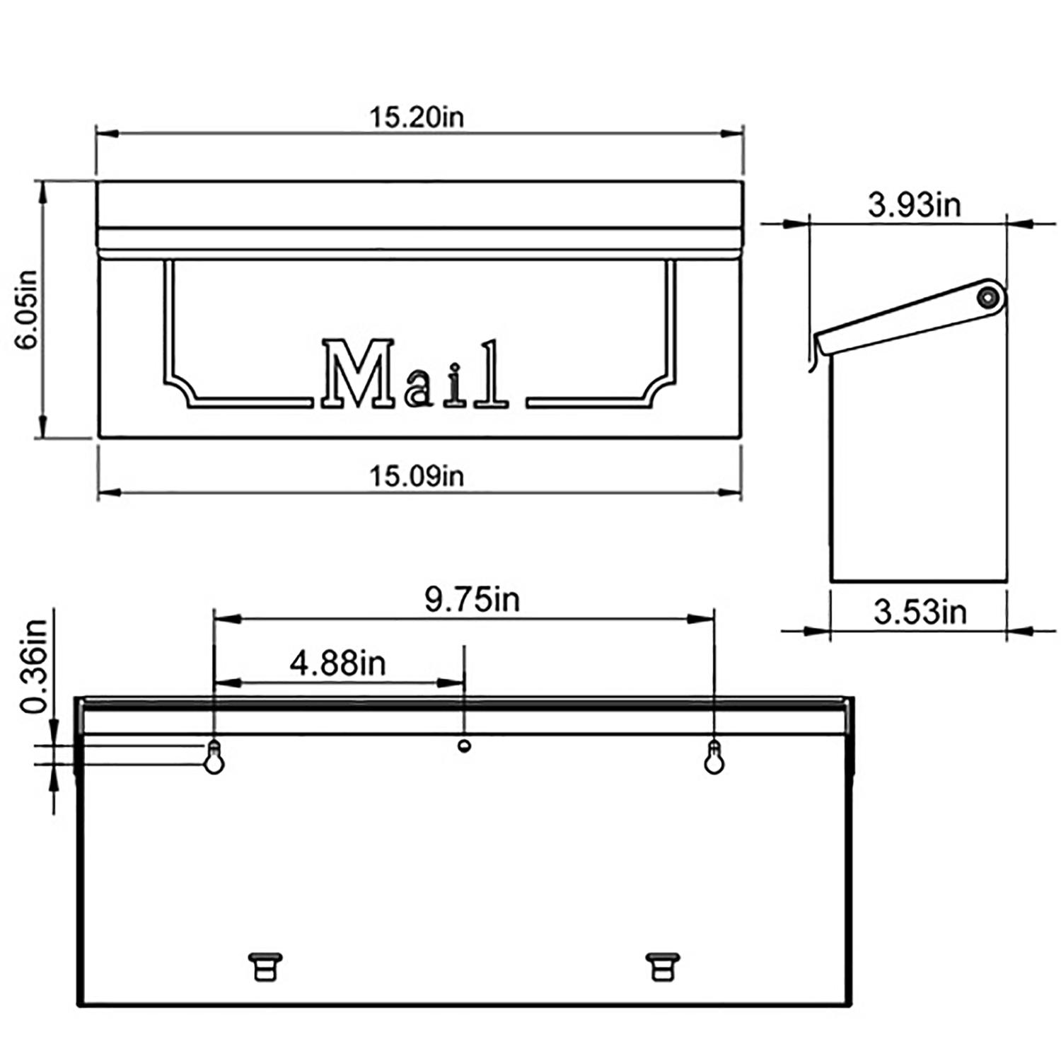 Gibraltar Mailboxes Townhouse Classic Galvanized Steel Wall Mount Black Mailbox