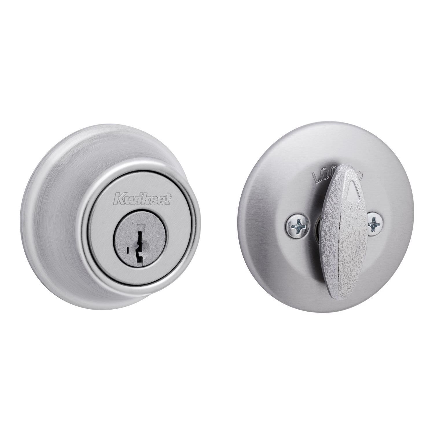 Kwikset SmartKey Security Satin Chrome Metal Single Cylinder Deadbolt