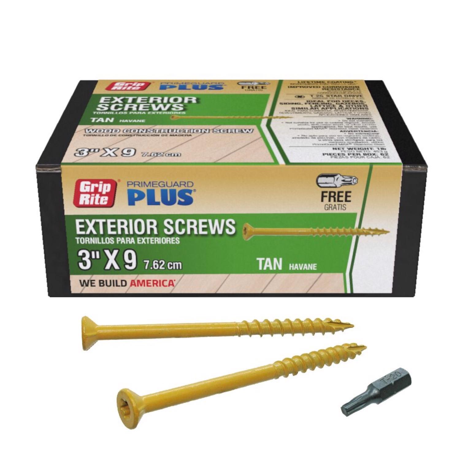 Grip-Rite PrimeGuard Plus 3 in. L Tan Star Bugle Head Deck Screws 1 lb 73 pk