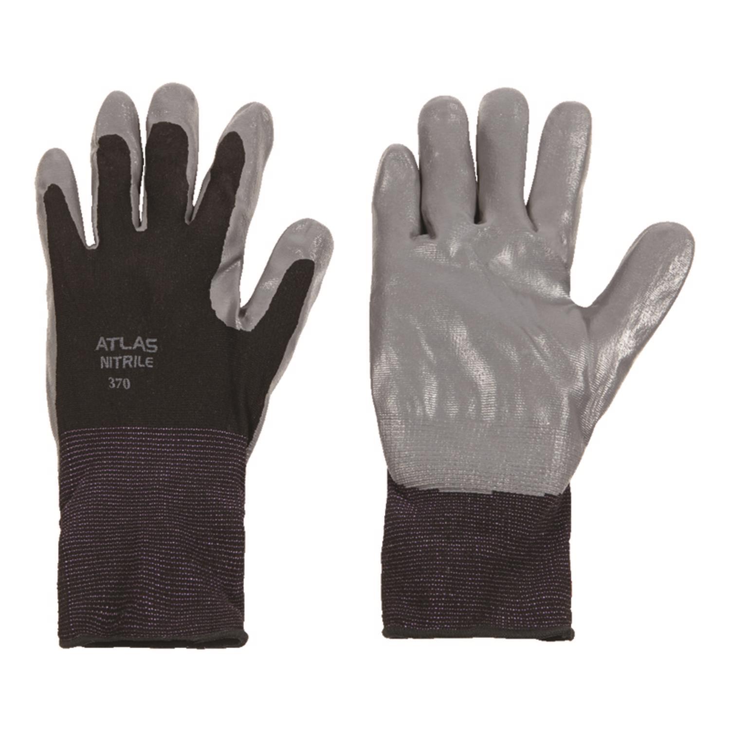Atlas Unisex Indoor/Outdoor Dipped Gloves Black/Gray L 1 pair