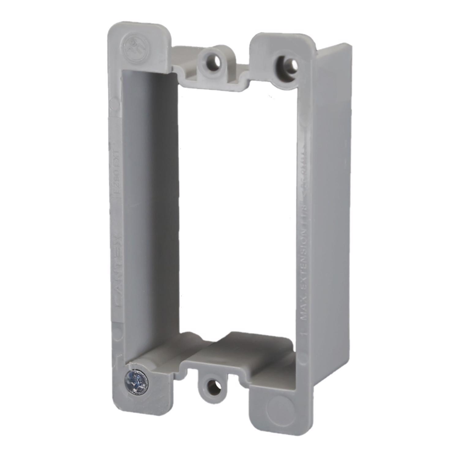 Cantex EZ Box Old Work Rectangle PVC 1 gang Box Extenders Gray