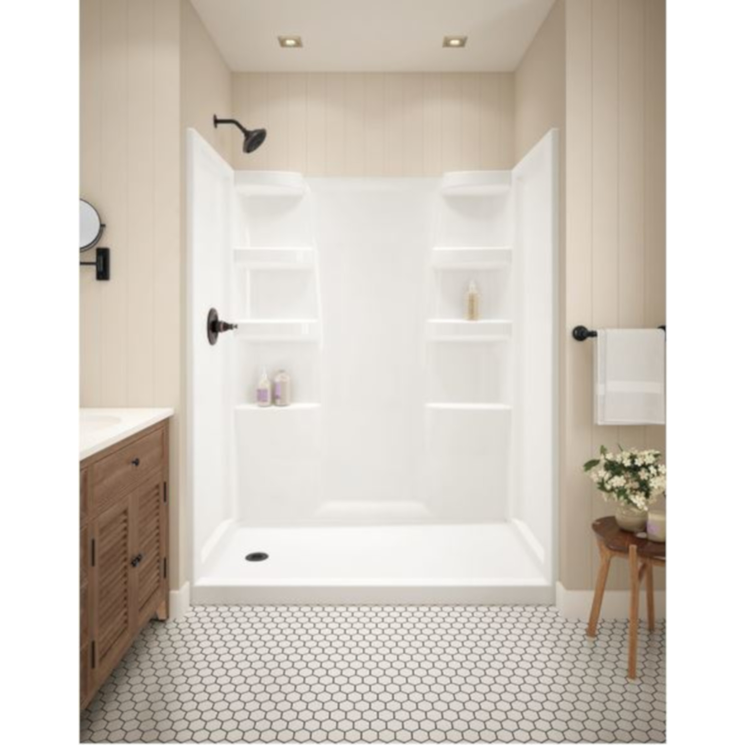 Delta Hycroft 4.5 in. H X 30 in. W X 60 in. L White Shower Base Stine