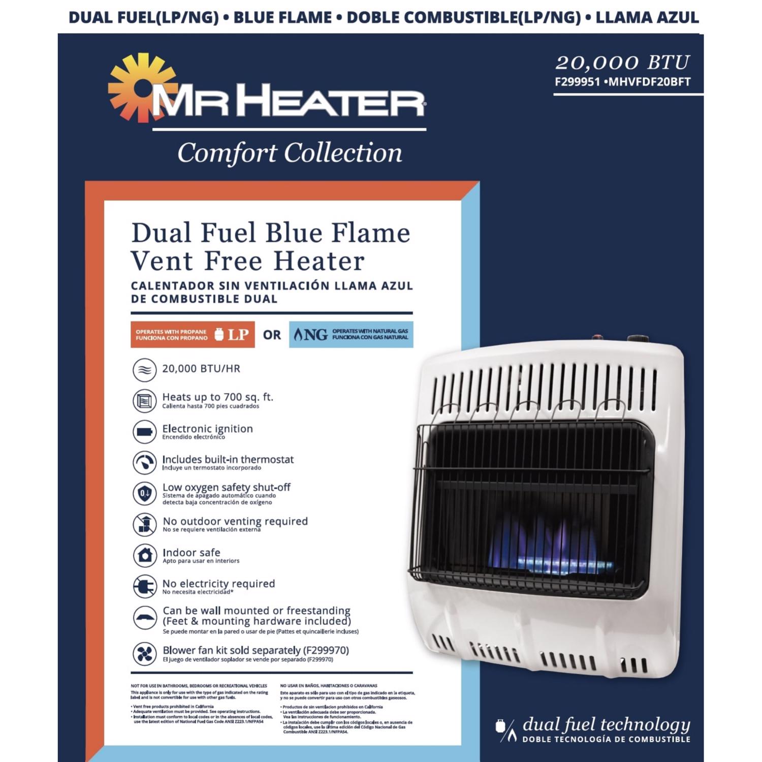 Mr. Heater Comfort Collection 700 sq ft 20000 BTU Natural Gas/Propane