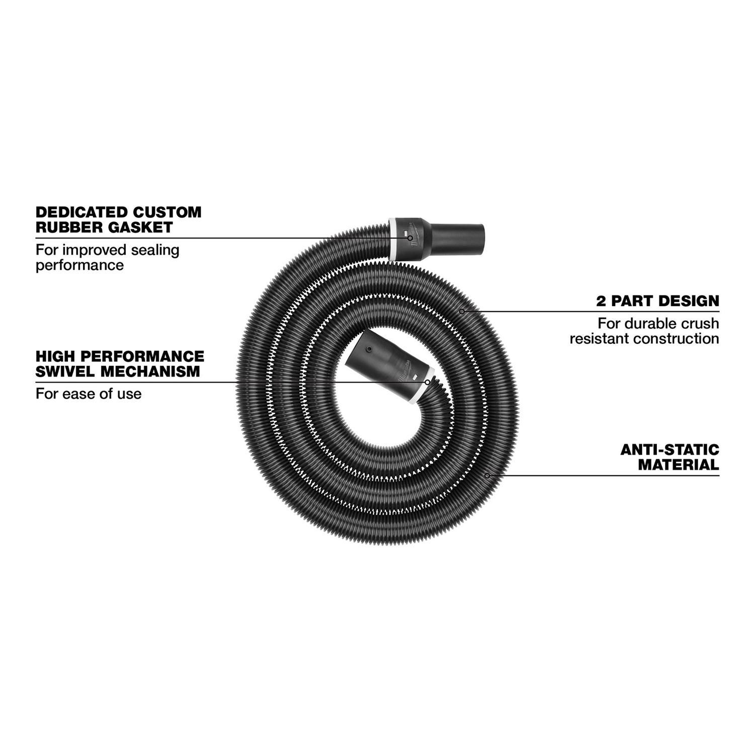 Milwaukee 9 ft. L X 1-7/8 in. D Wet/Dry Shop Vac Flexible Vacuum Hose 1 pc