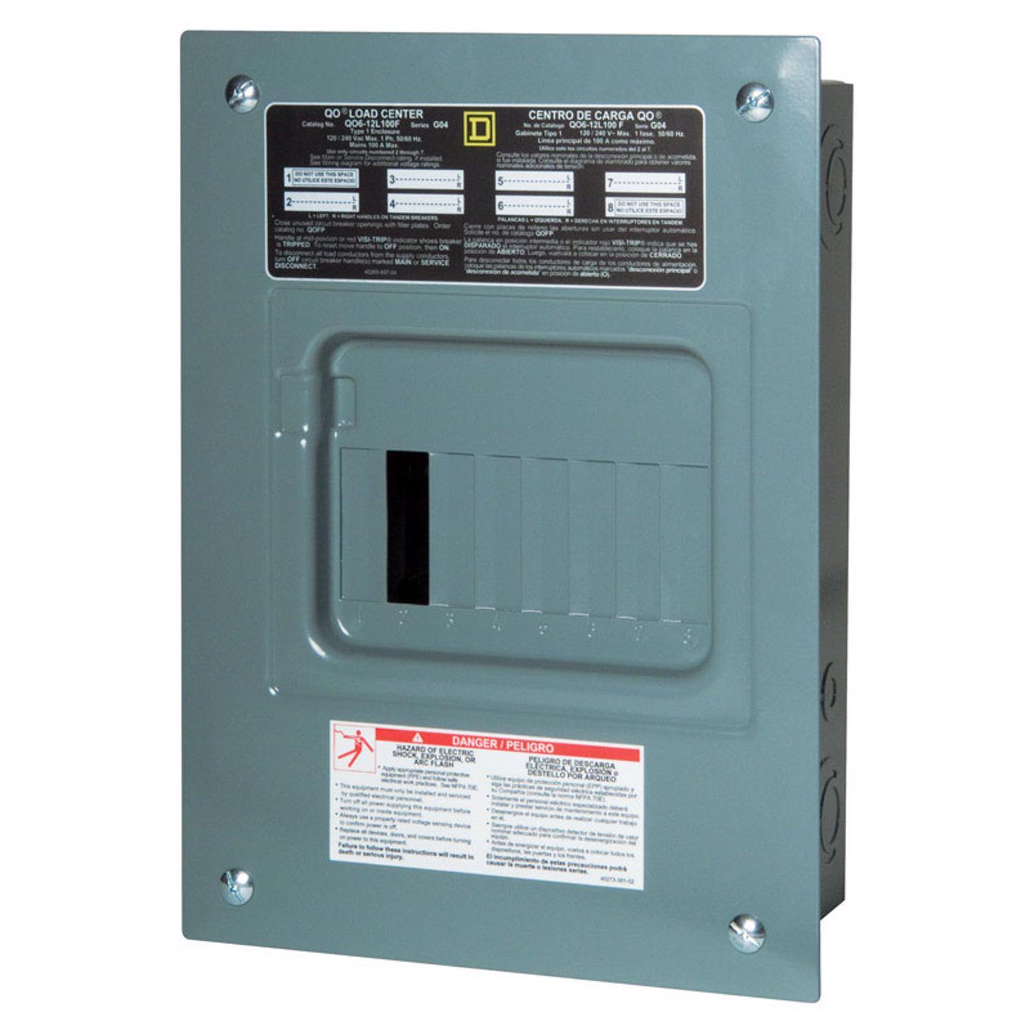 Square D QO 100 amps 120/240 V 6 space 12 circuits Combination Mount Main Lug Load Center