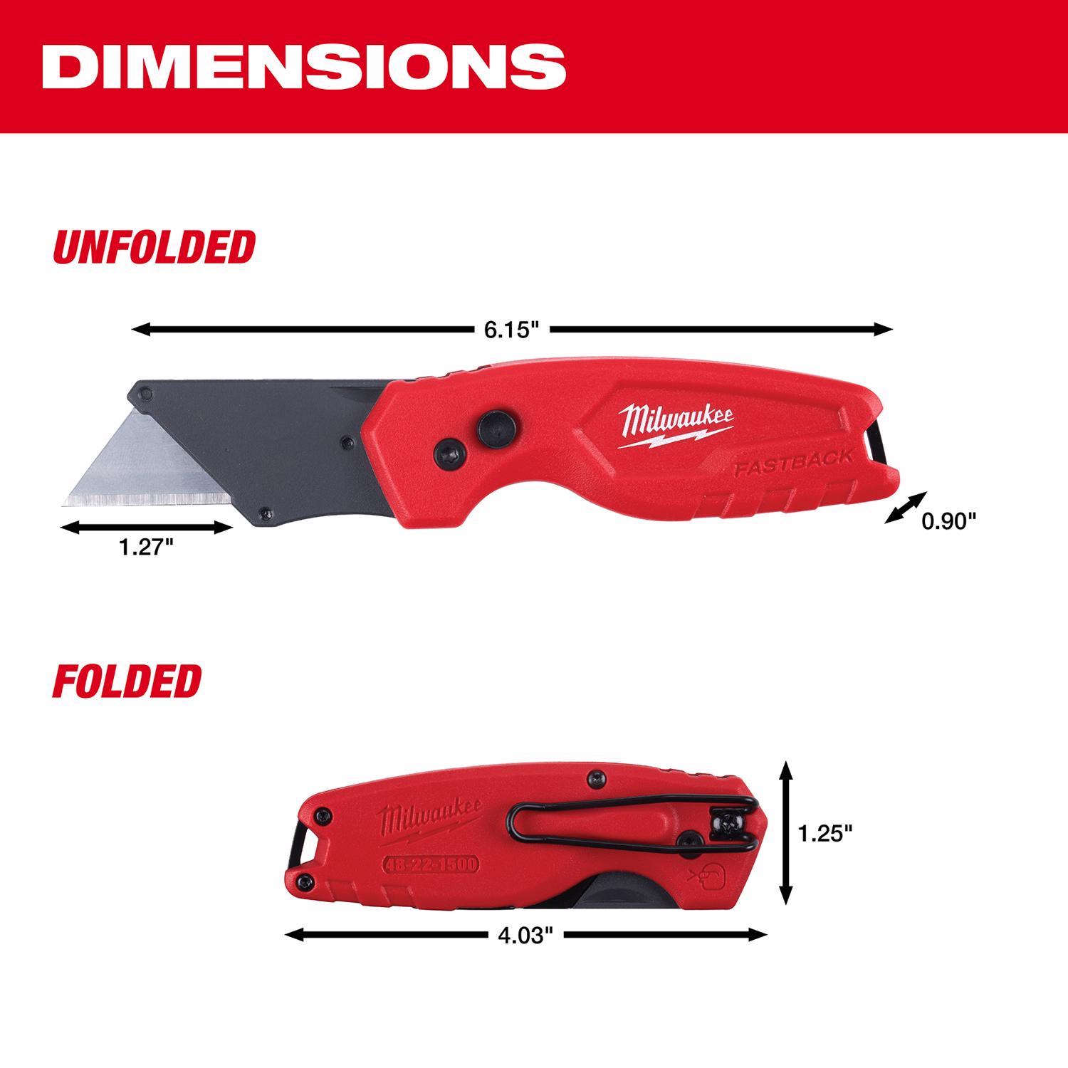 Milwaukee Fastback 6.87 in. Press and Flip Folding Utility Knife Set Red 2 pk
