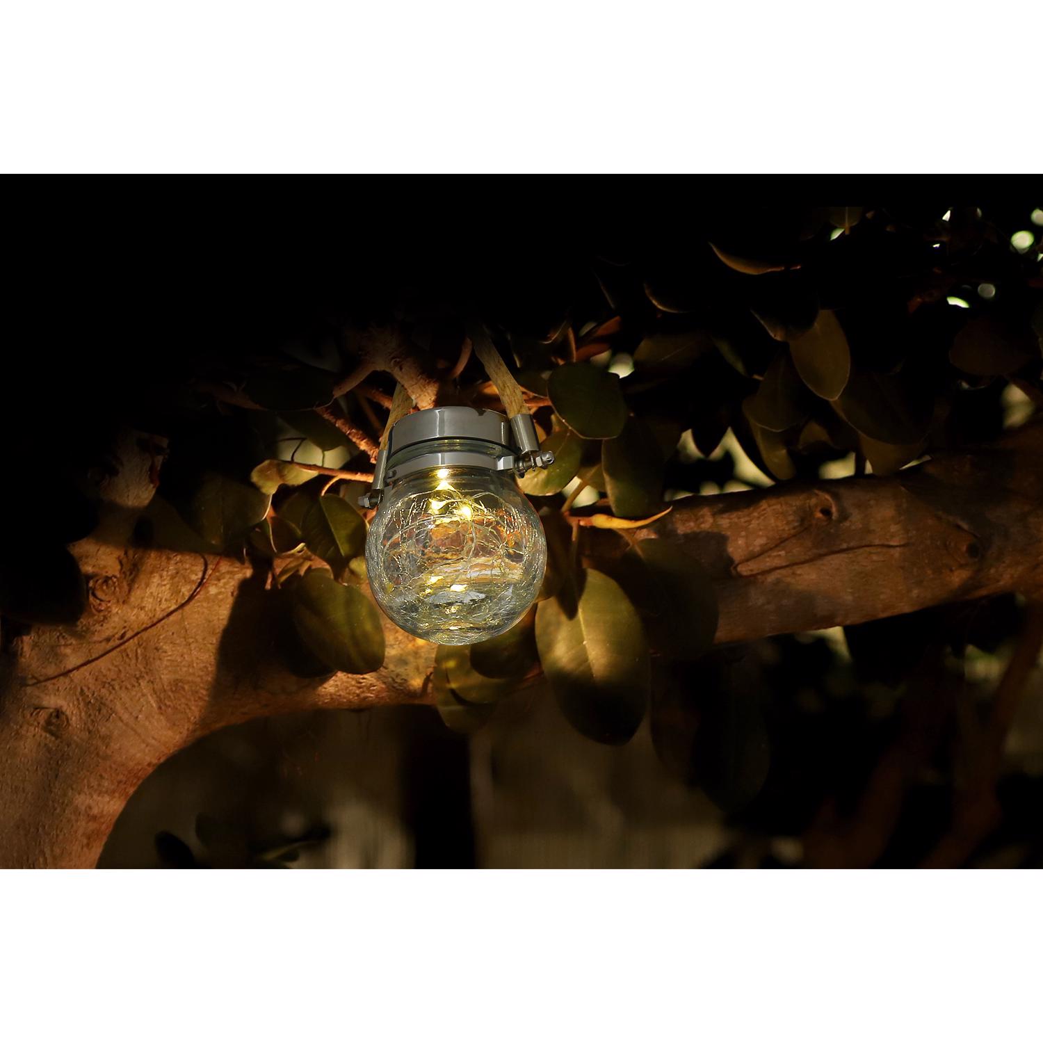 Feit Electric 5 in. Solar Power Glass Crackle Jar w/Fairy Lights Bronze