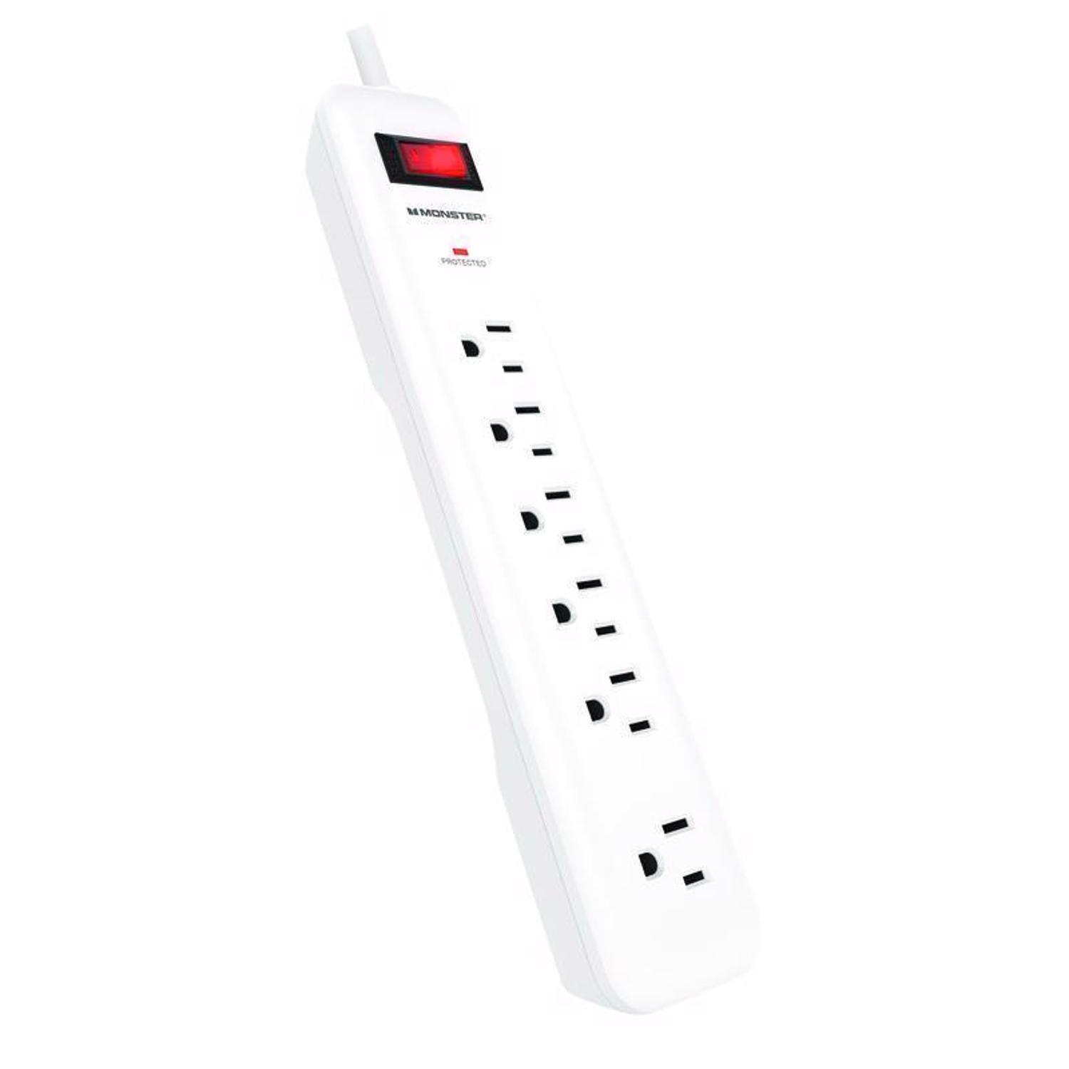 Monster Just Power It Up 15 ft. L 6 outlets Surge Protector White 1080 J