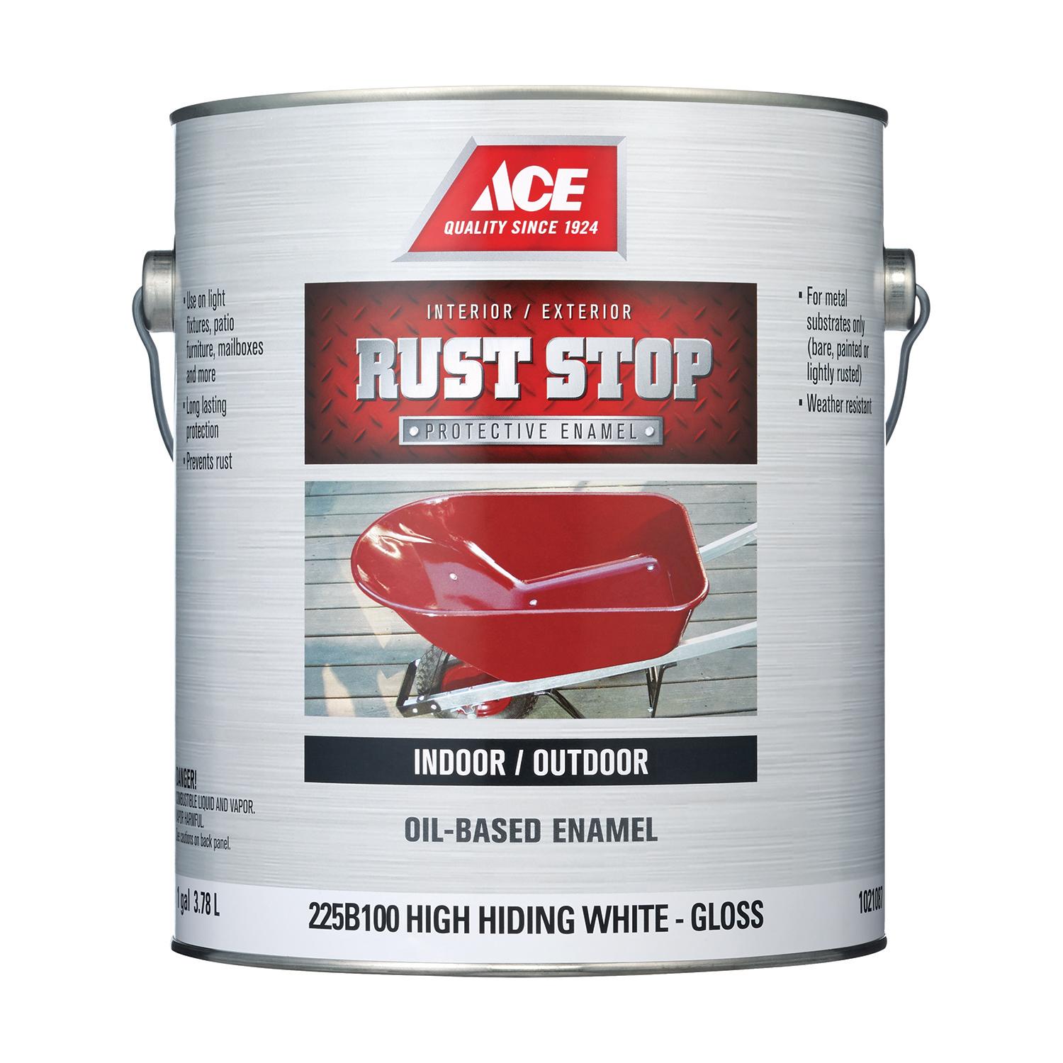 Ace Rust Stop Indoor/Outdoor Gloss High-Hiding White Oil-Based Enamel Rust Preventative Paint 1 gal