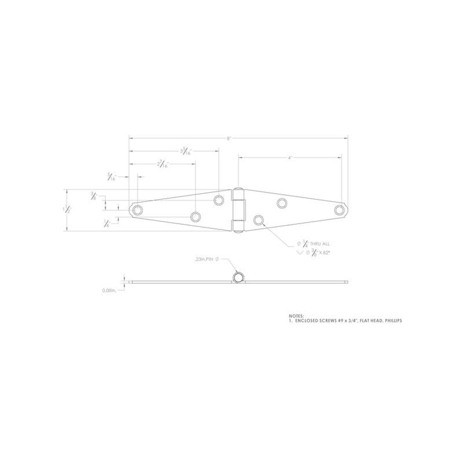 Ace 4 in. L Zinc-Plated Light Duty Strap Hinge 2 pk