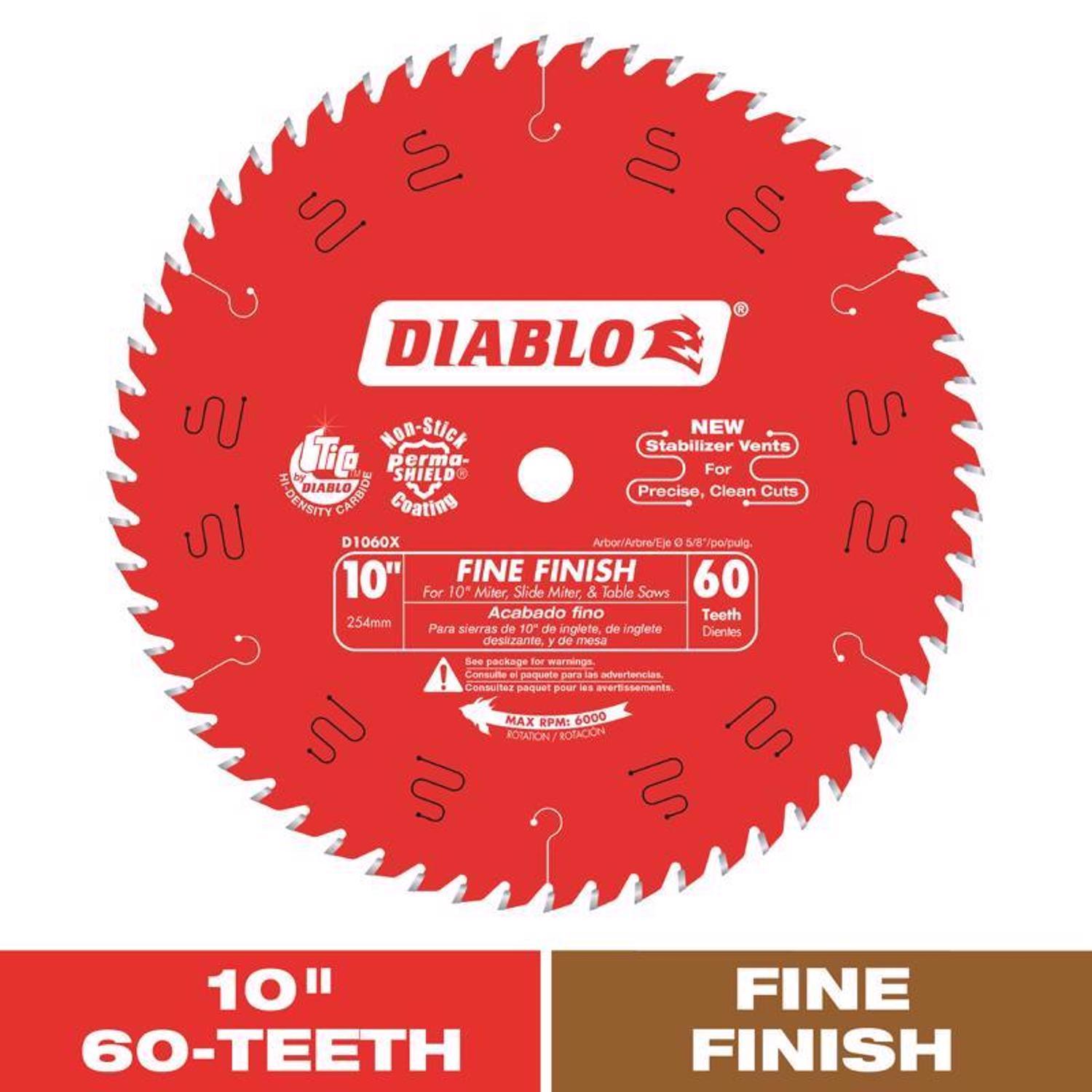 Diablo 10 in. D X 5/8 in. TiCo Hi-Density Carbide Circular Saw Blade 60 teeth 1 pk
