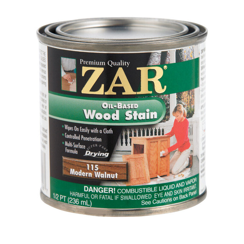 ZAR Semi-Transparent Oil-Based Wood Stain Modern Walnut Tintable 1/2 pt.