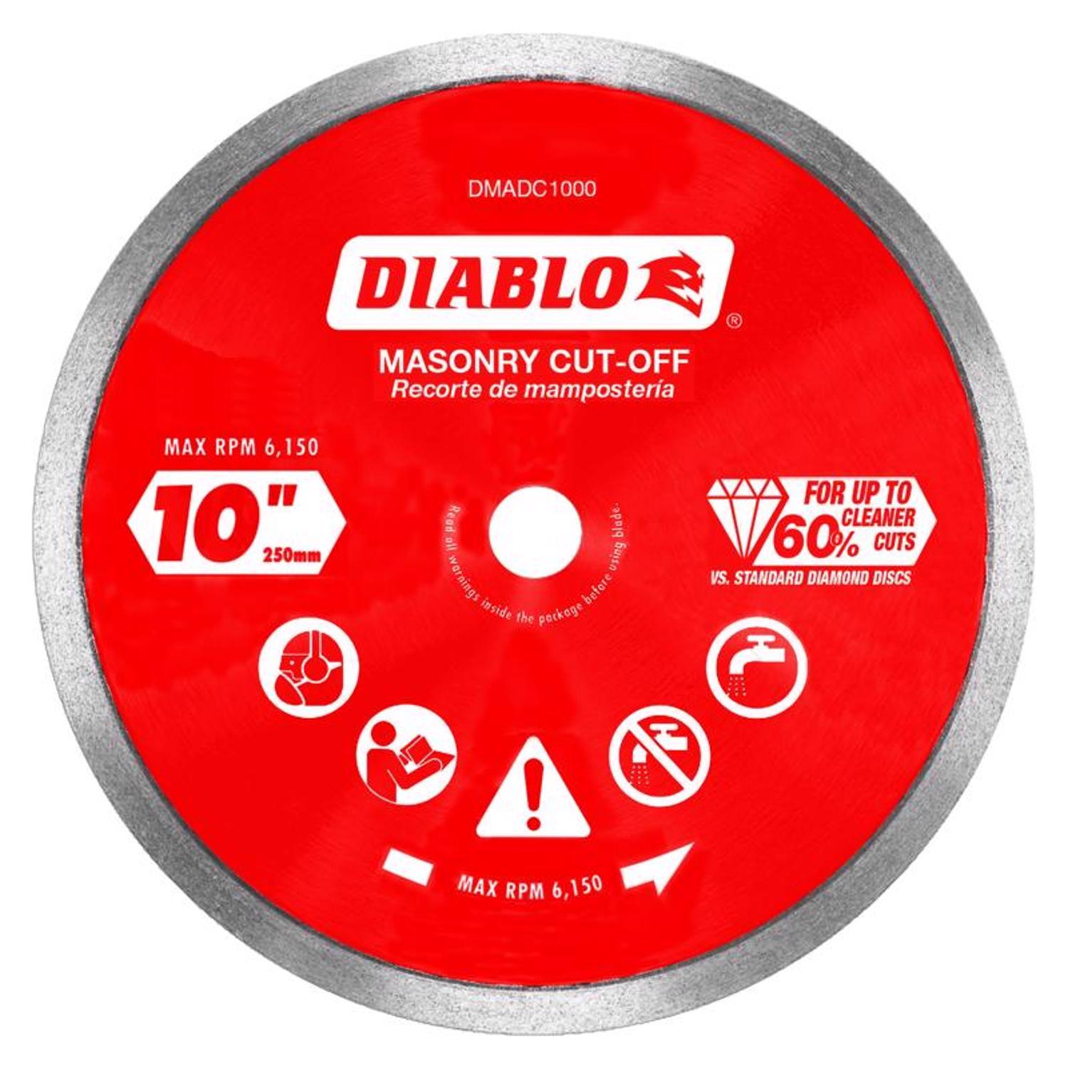 Diablo 10 in. D X 5/8 in. Diamond Continuous Rim Masonry Cut-Off Disc 1 pk