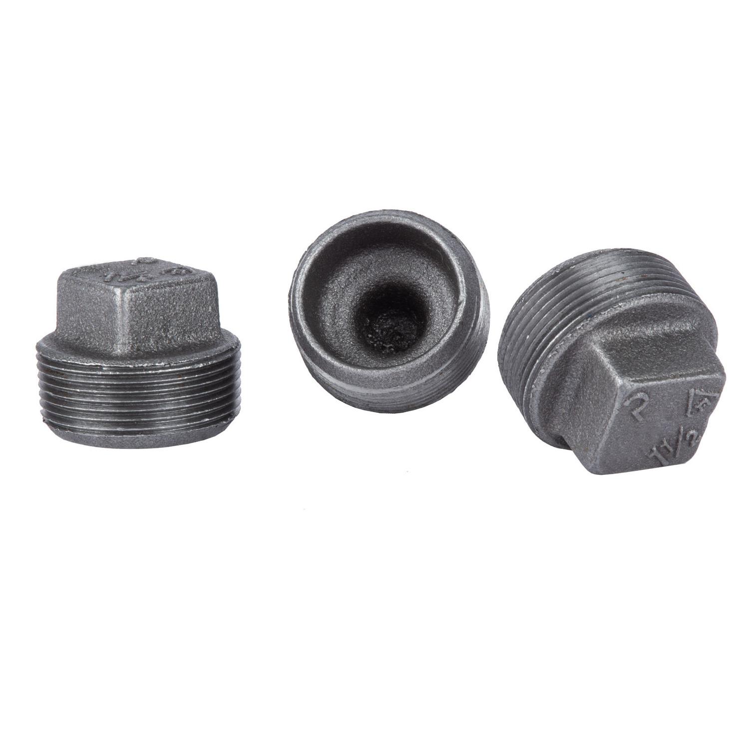 STZ Industries 1-1/2 in. MIP each Black Malleable Iron Plug