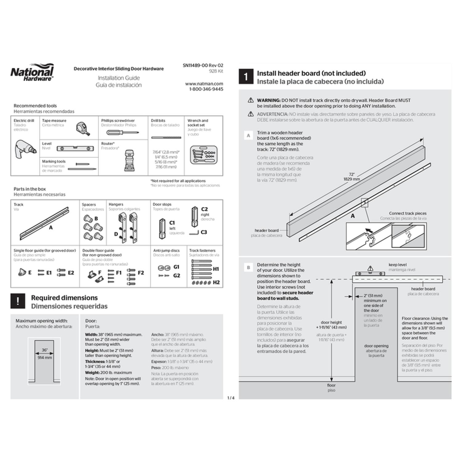 National Hardware 72 in. L Satin Nickel Silver Steel Barn Door Hanger Kit 1 pc