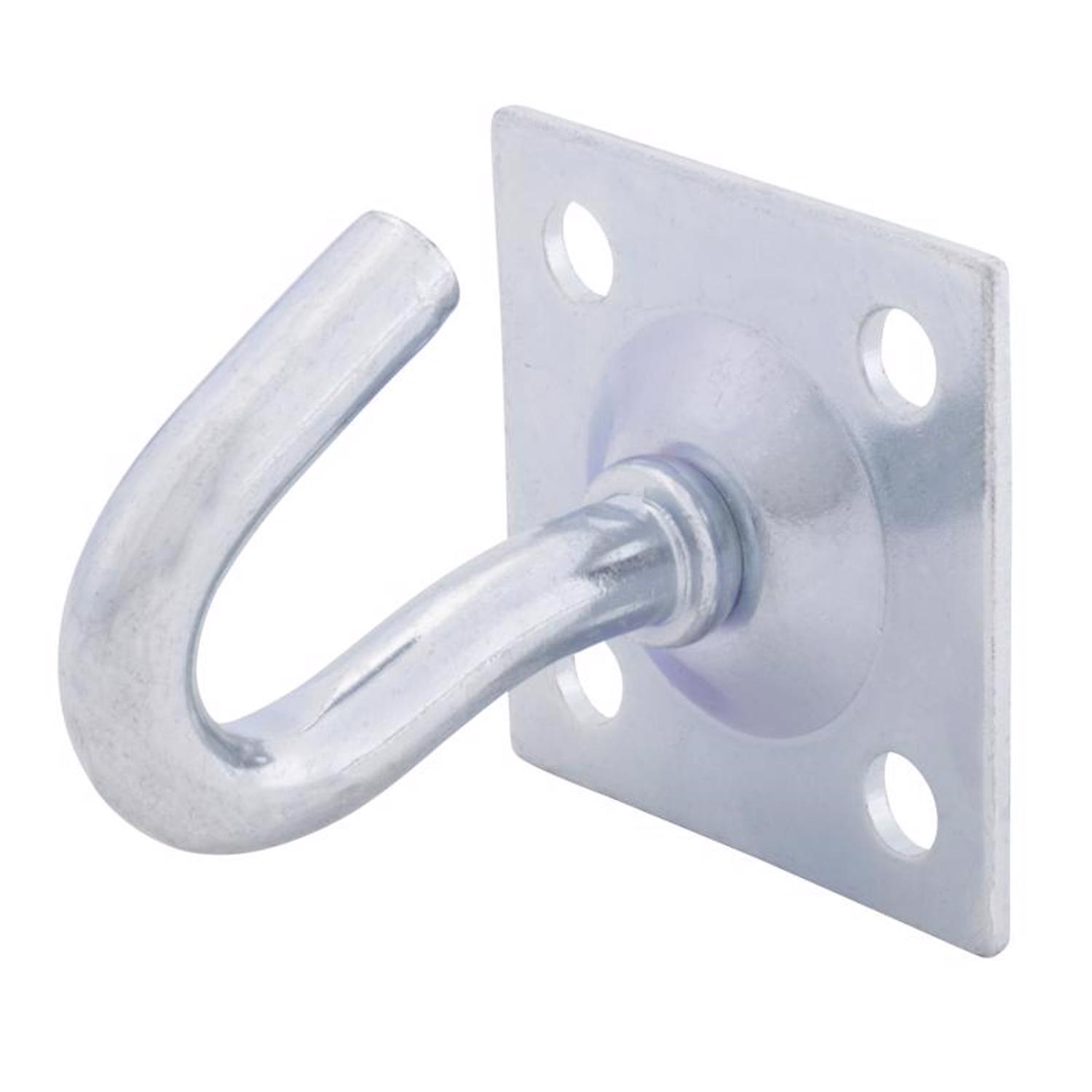 Hampton Small Zinc-Plated Silver Steel 1.75 in. L Clothesline Hook Plate Type 200 lb 1 pk