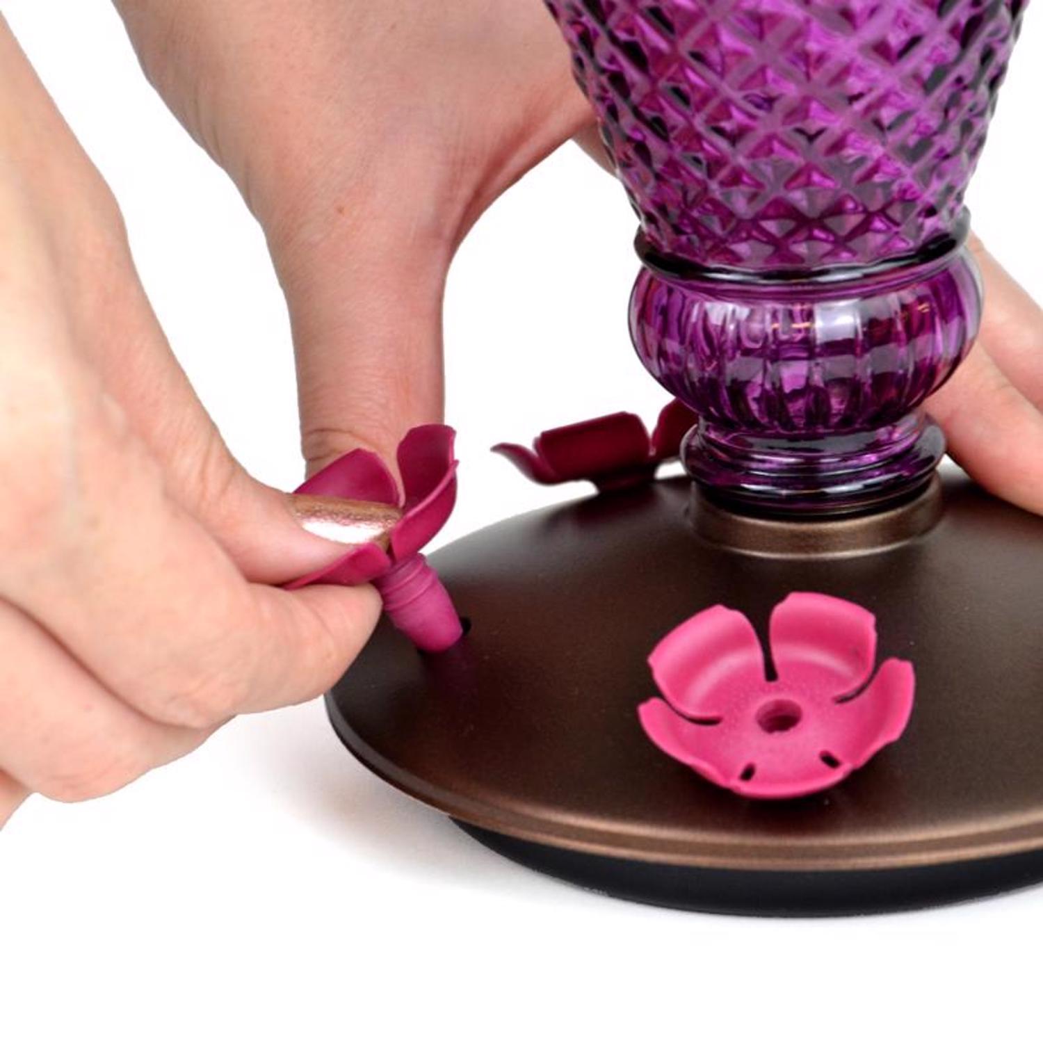 Perky-Pet Hummingbird 24 oz Glass/Plastic Diamond Wine Nectar Bird Feeder 5 ports