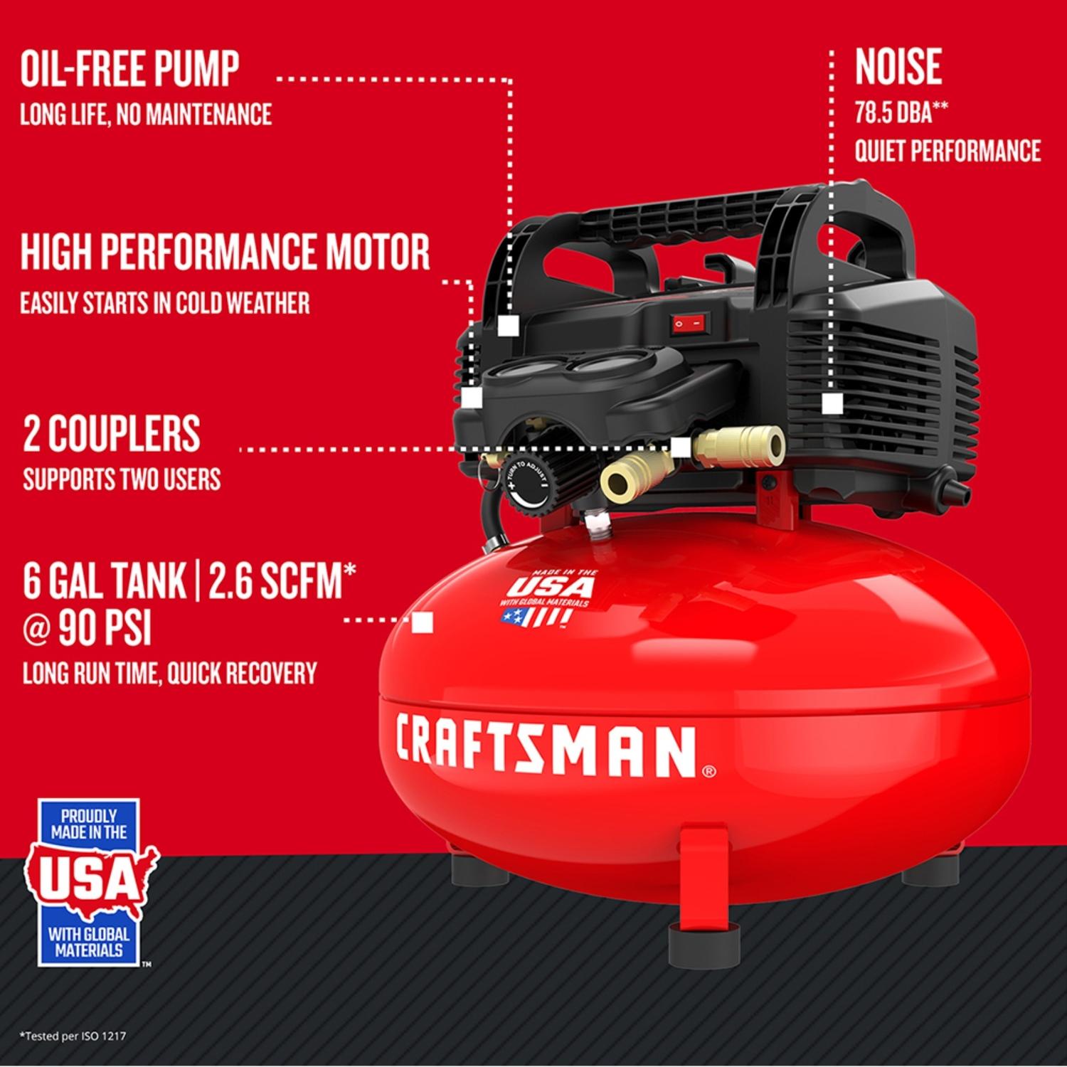 Craftsman 6 gal Pancake Portable Air Compressor 150 psi 0.8 HP
